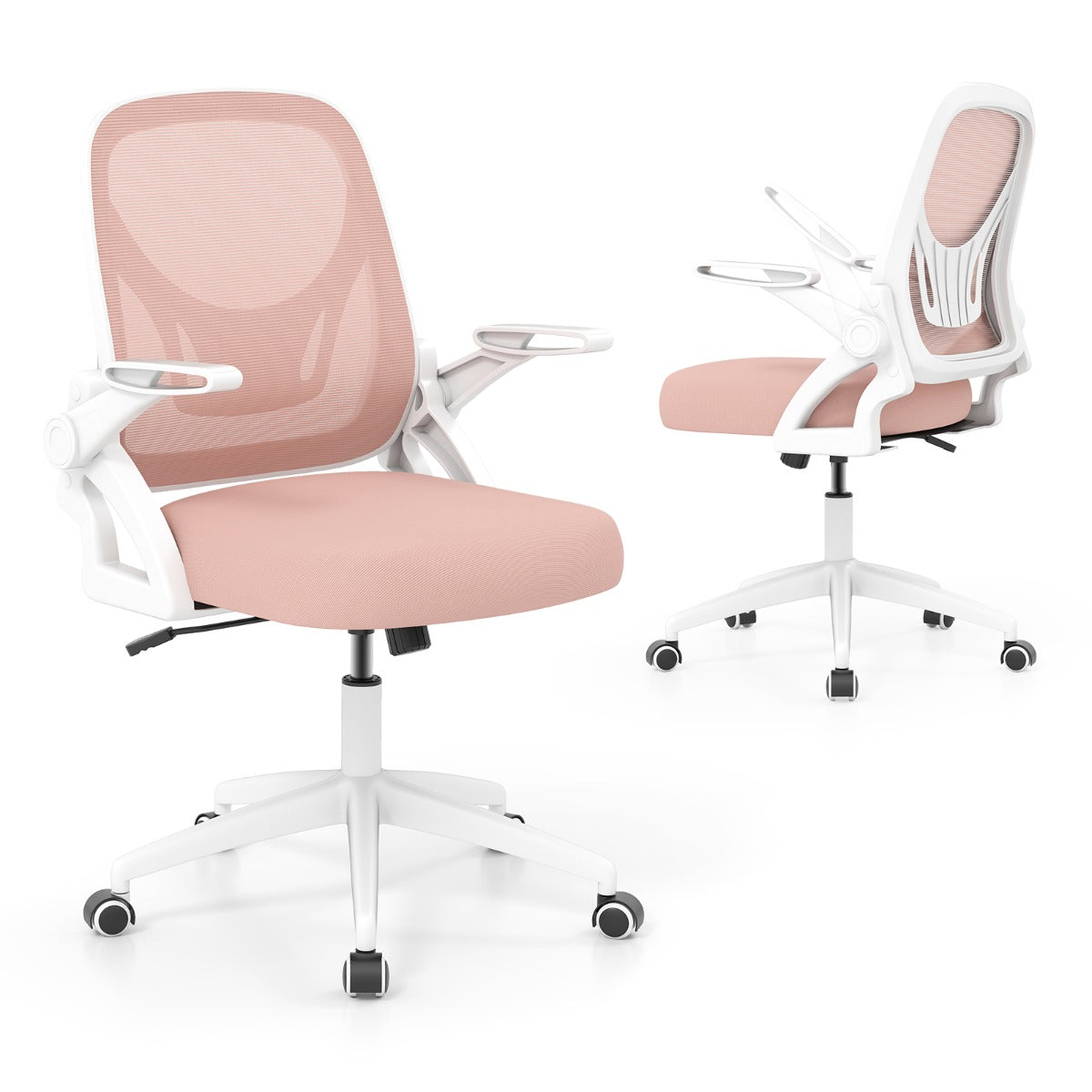 Mesh Office Chair Ergonomic Height Adjustable Swivel Task Computer Desk Chair -Pink