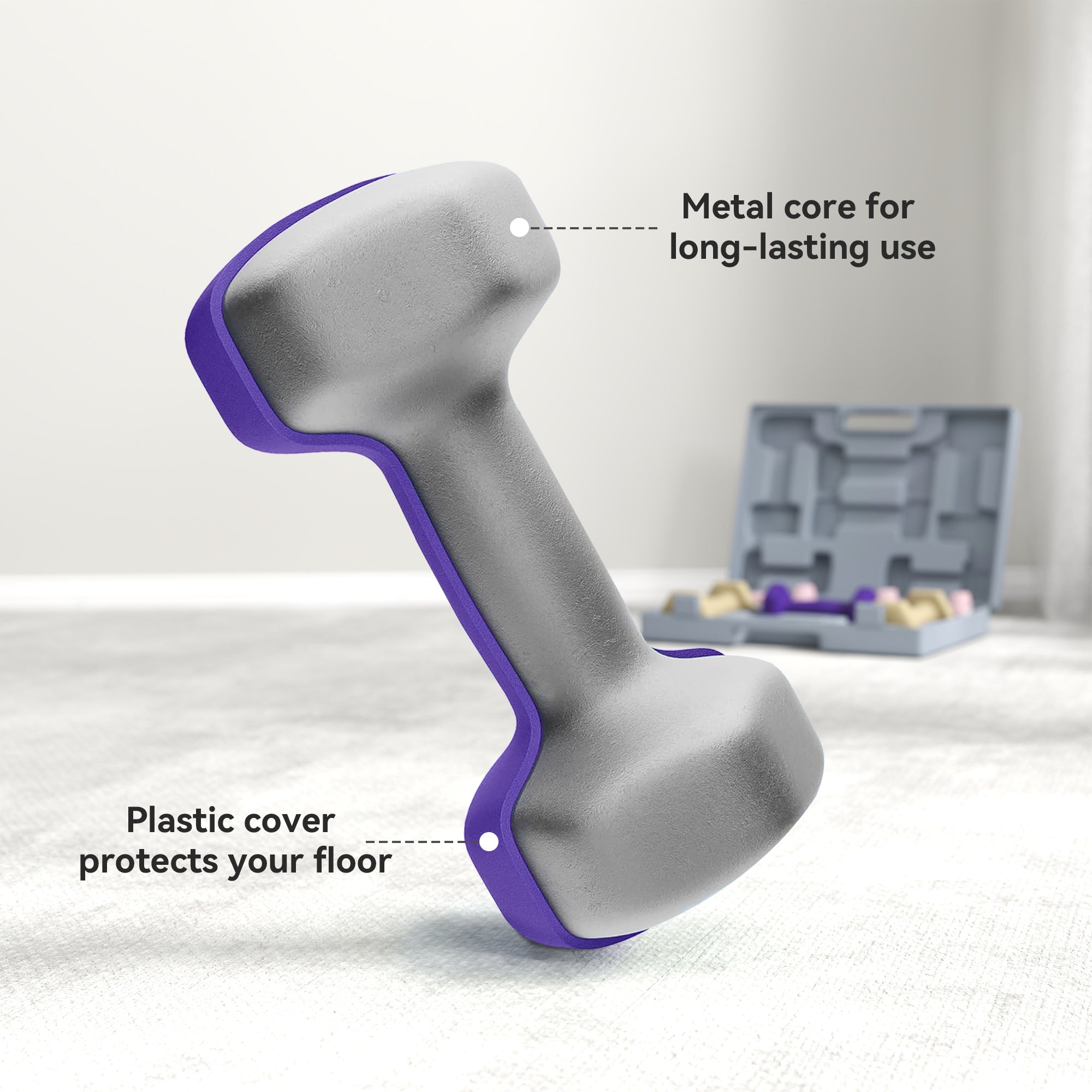 SPORTNOW 9kg Hex Dumbbells Set of 6, Hand Weights with Carry Case for Home Gym Strength Training, 2 x 1kg, 2 x 1.5kg, 2 x 2kg