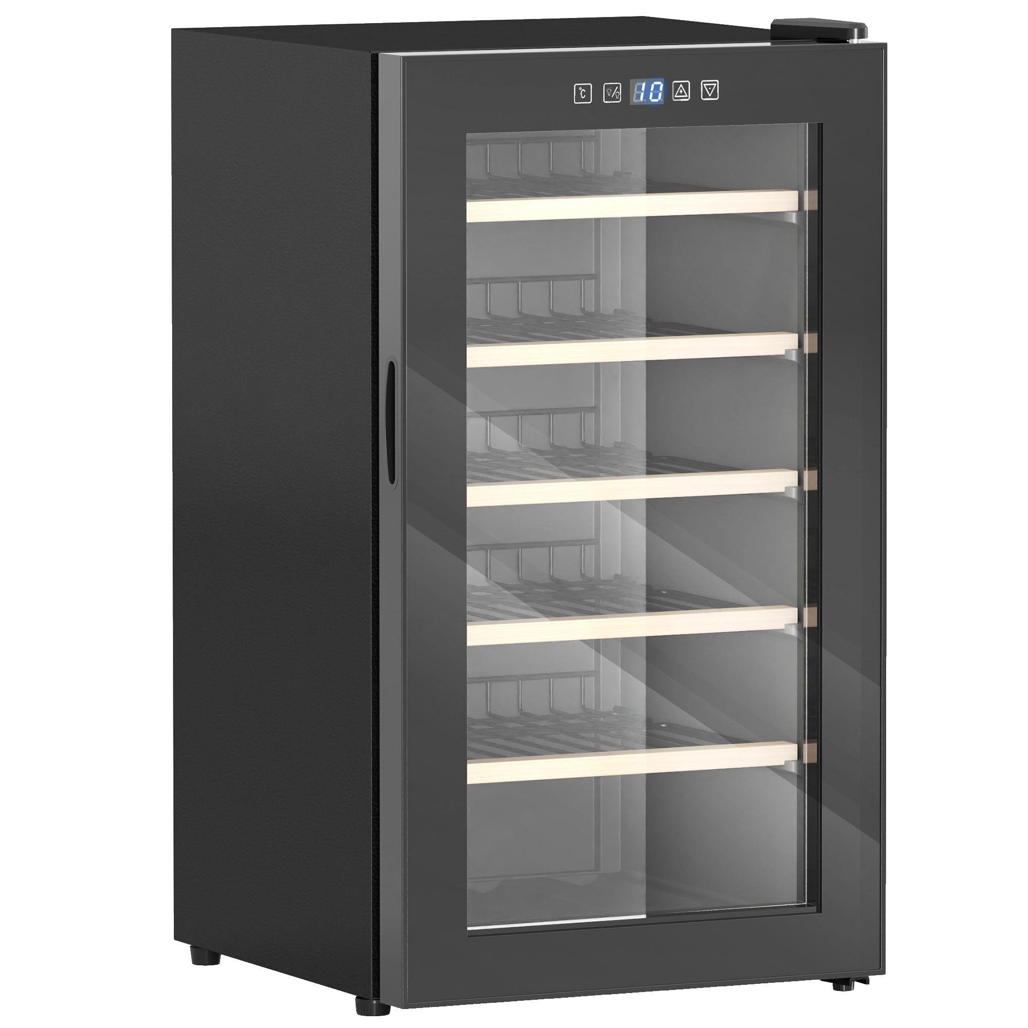 HOMCOM 41 Bottle Wine Fridge, 91 Litre Capacity, 45cm Freestanding Wine Cooler Fridge with Glass Door, LED Light, Digital Touch Screen, Temperature Control, Black