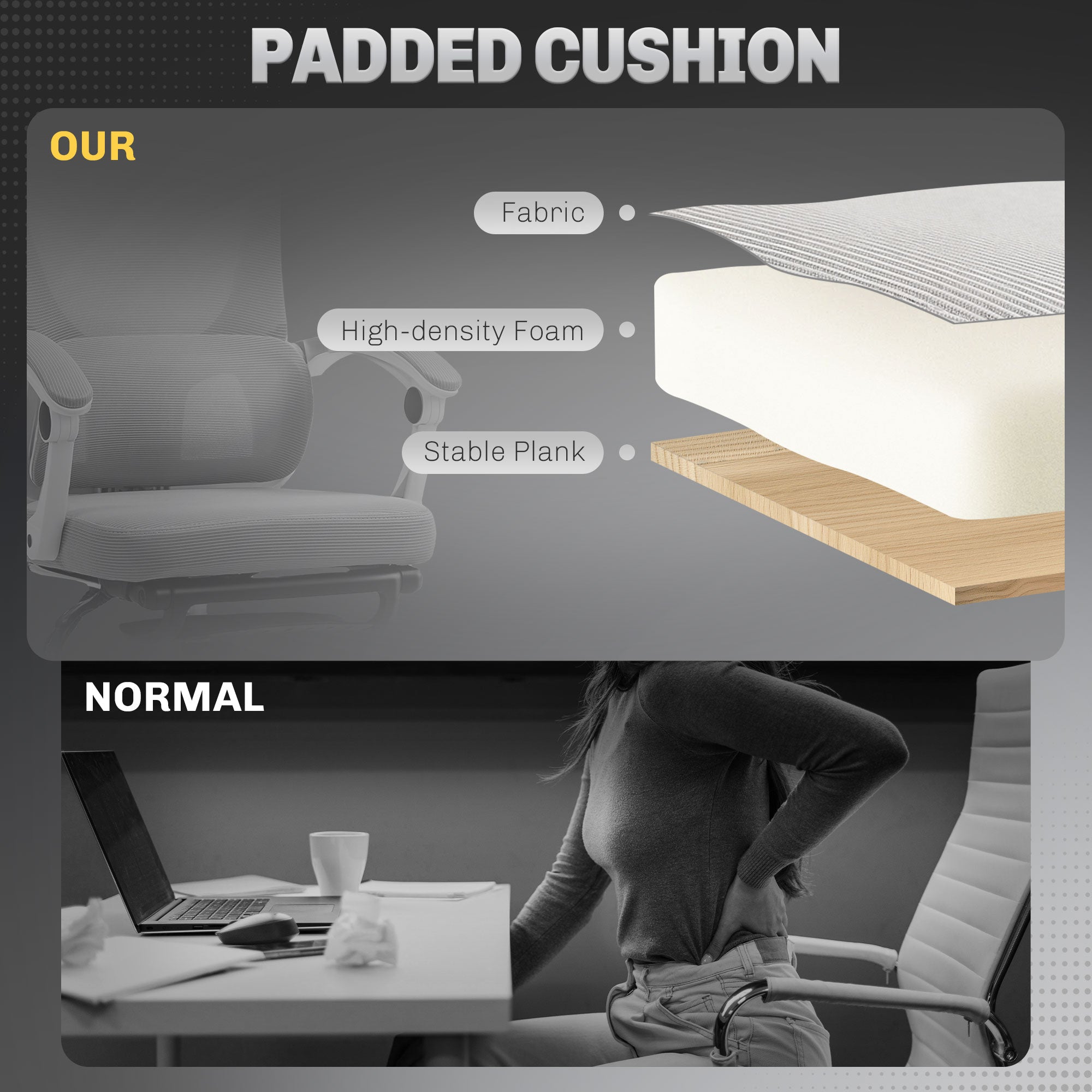 HOMCOM Ergonomic Office Chair, Mesh High Back Desk Chair with Adjustable Lumbar Support and Headrest, Footrest, Reclining Executive Swivel Computer Chair for Home Study, Black