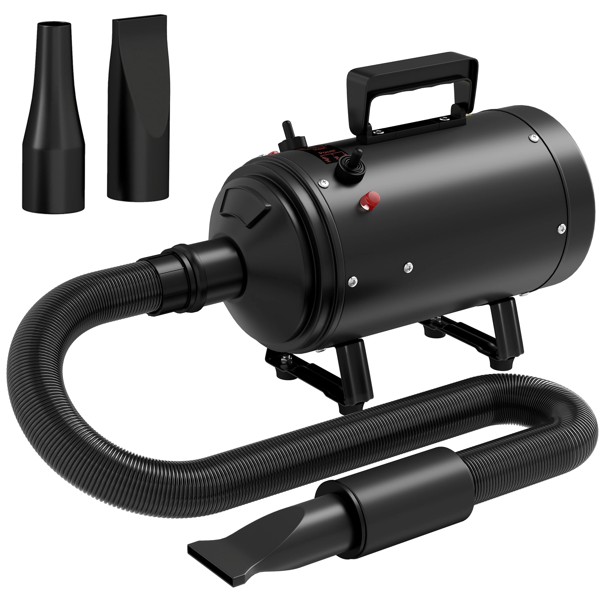 PawHut 2200W Dog Hair Dryer with Adjustable Temperature & Velocity, 3 Different Nozzles, Black