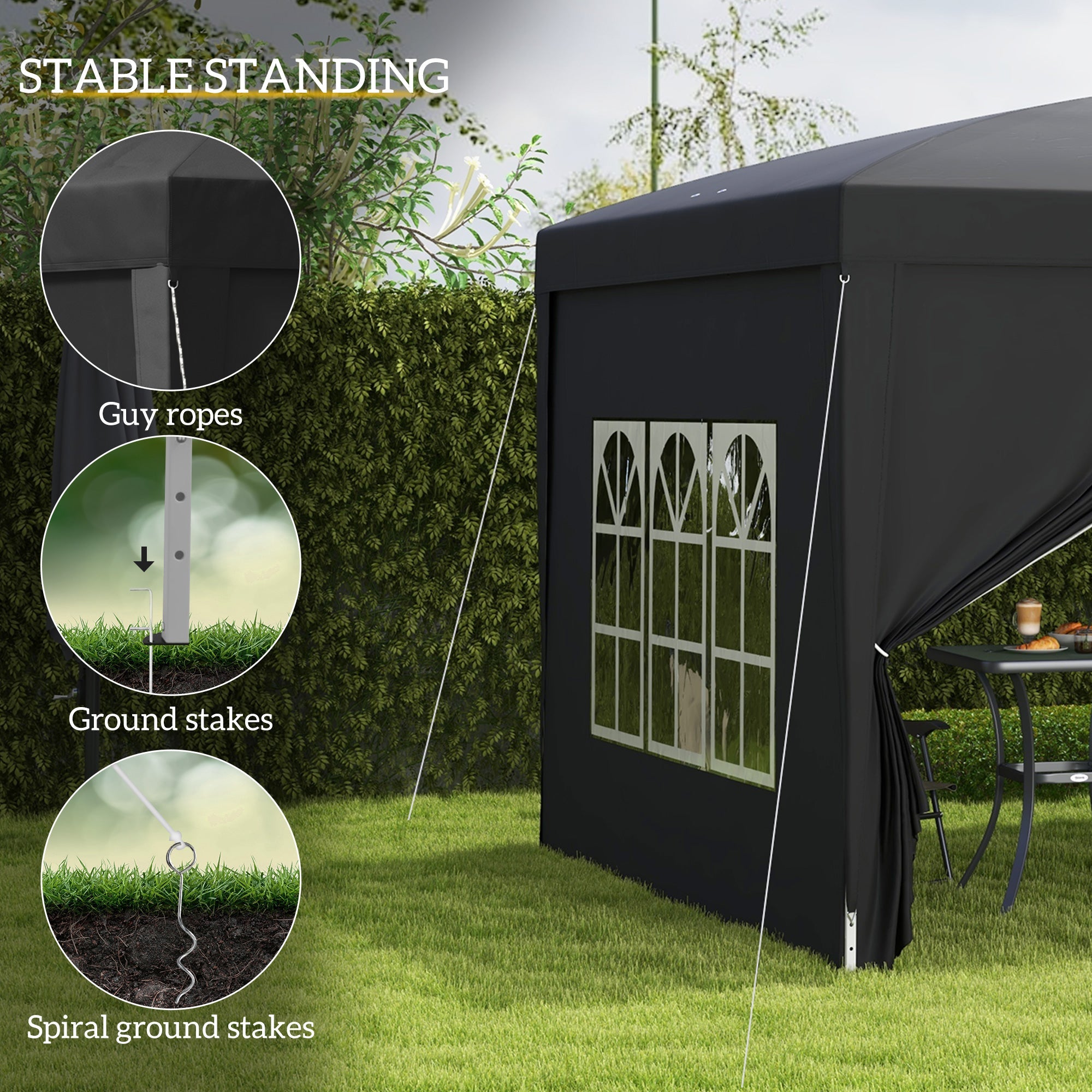 Outsunny 3 x 3(m) Pop Up Gazebo, Water and UV Resistant Party Tent Camping Canopy Marquee with Carry Bag, Black