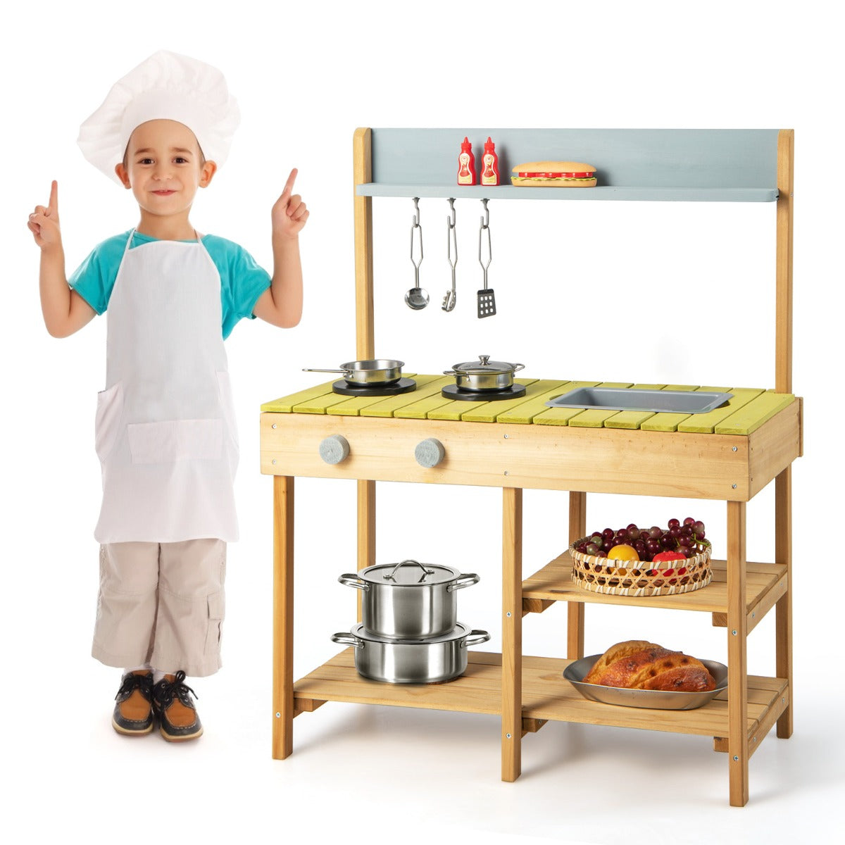 Outdoor Mud Kitchen Set with Removable Water Box
