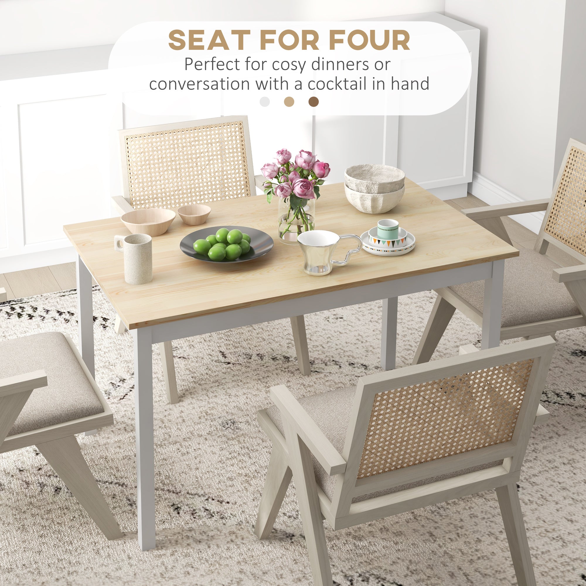 HOMCOM Four-Seater Farmhouse-Style Wooden Table