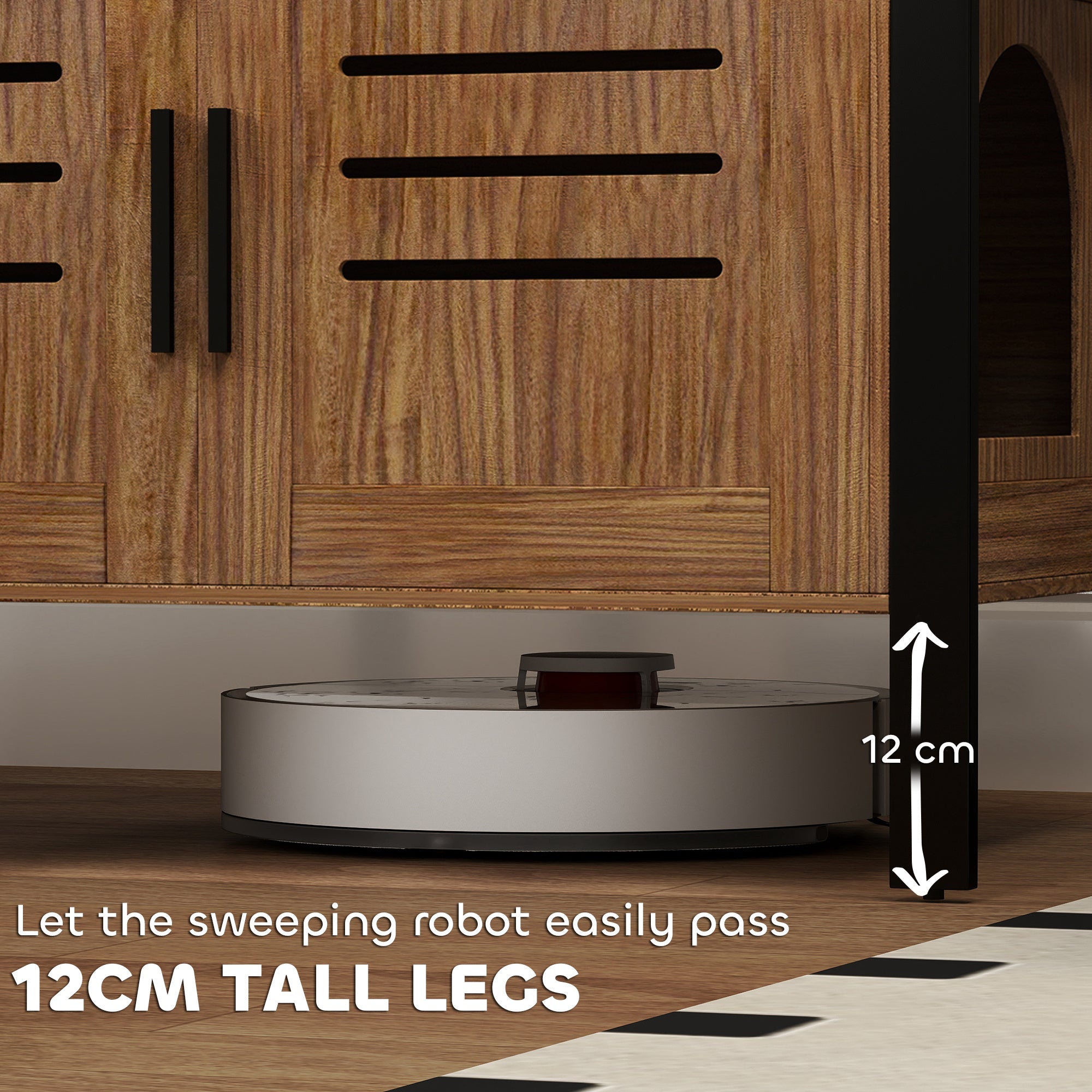 PawHut Cat Litter Box Enclosure with Tall Legs, Scratching Board, Double Doors, Ventilation Holes, 80 x 45 x 50 cm, Dark Brown