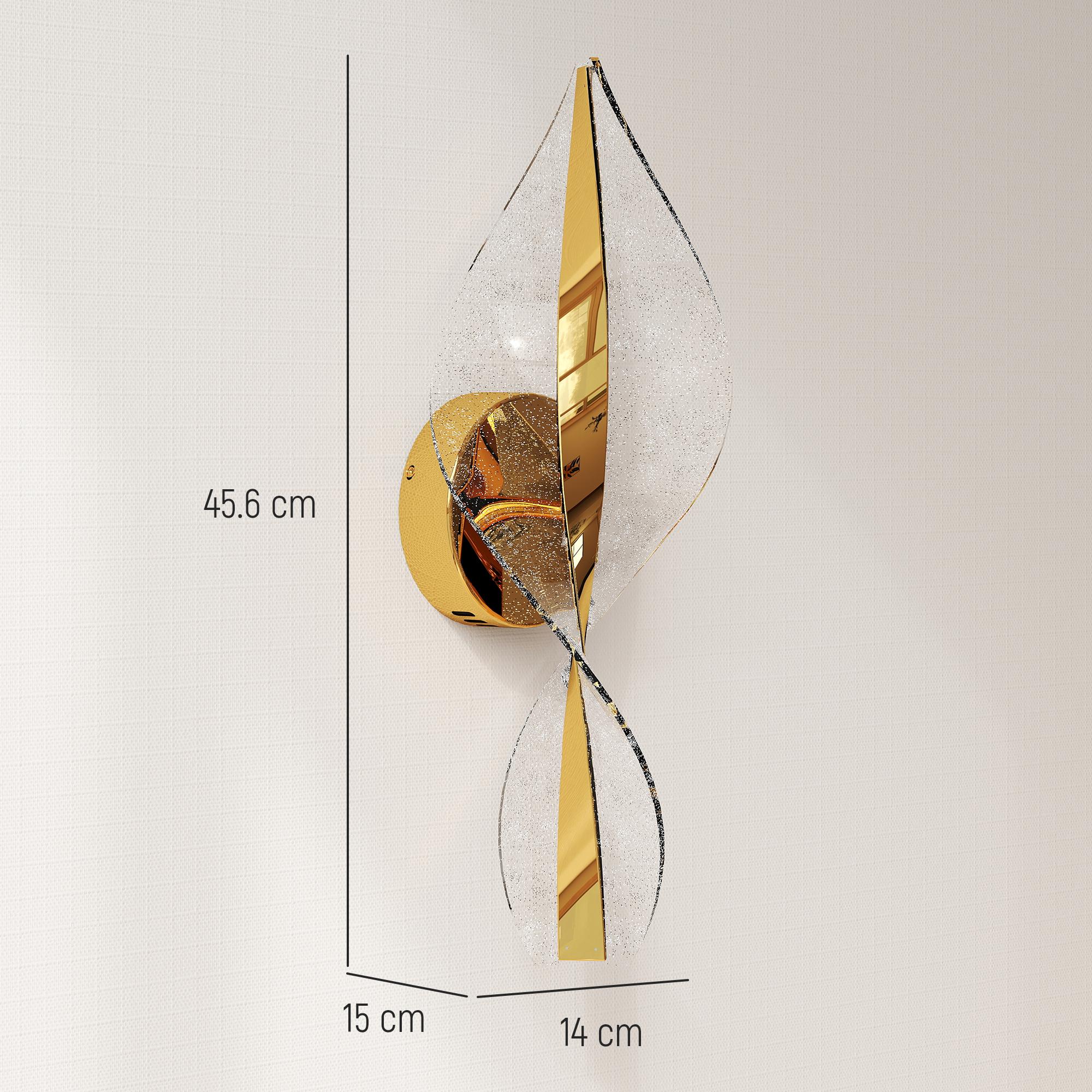 HOMCOM Led Wall Lamp 2 Pack, 13W Modern Indoor Spiral Wall Light, Colour Temperature Adjustable 3000K/4000K/6500K, for Bedroom, Living Room, Hallway, Stairs, Gold Tone