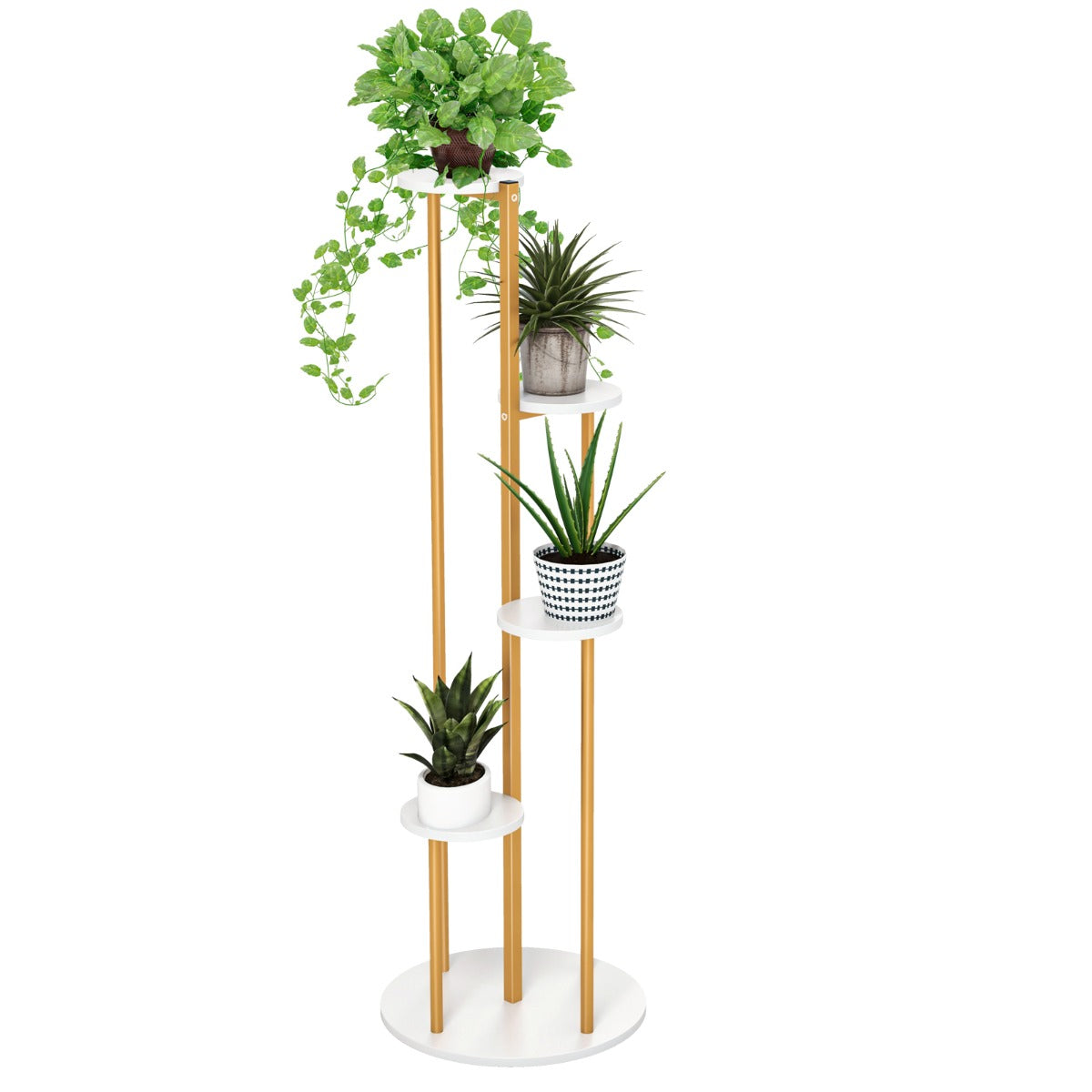 Heavy-Duty Tall Corner Indoor Metal Plant Stand for Potted Plant-White