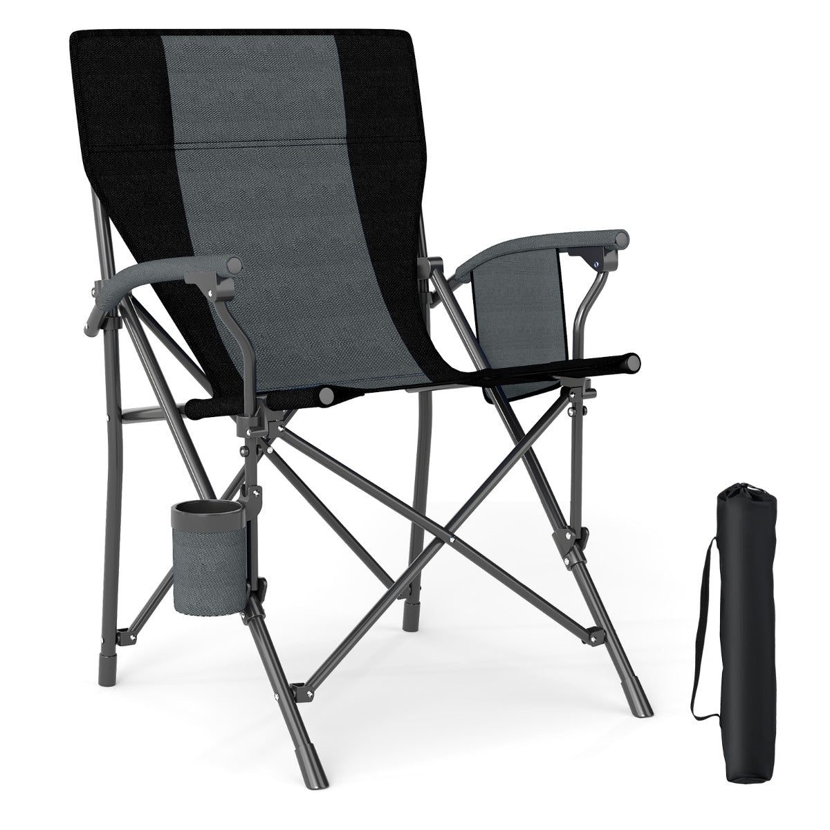 Portable Camping Chair Outdoor Folding Oxford Cloth Chair-Black-1 Piece