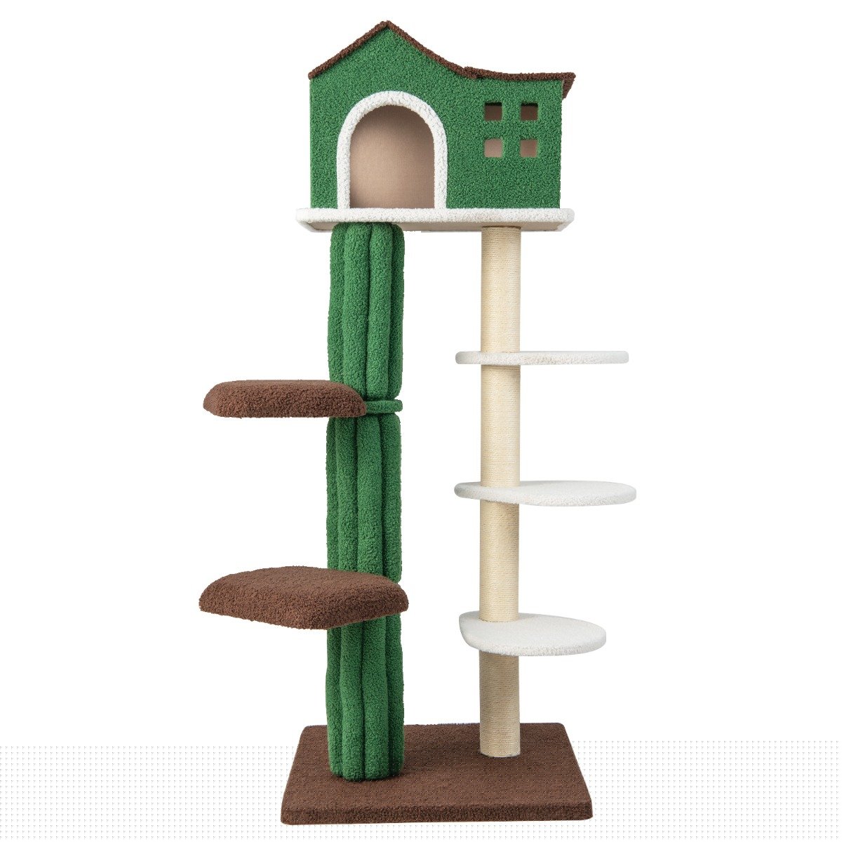 7-Tier Modern Cat Tree Tower with Sisal Scratching Posts-Green