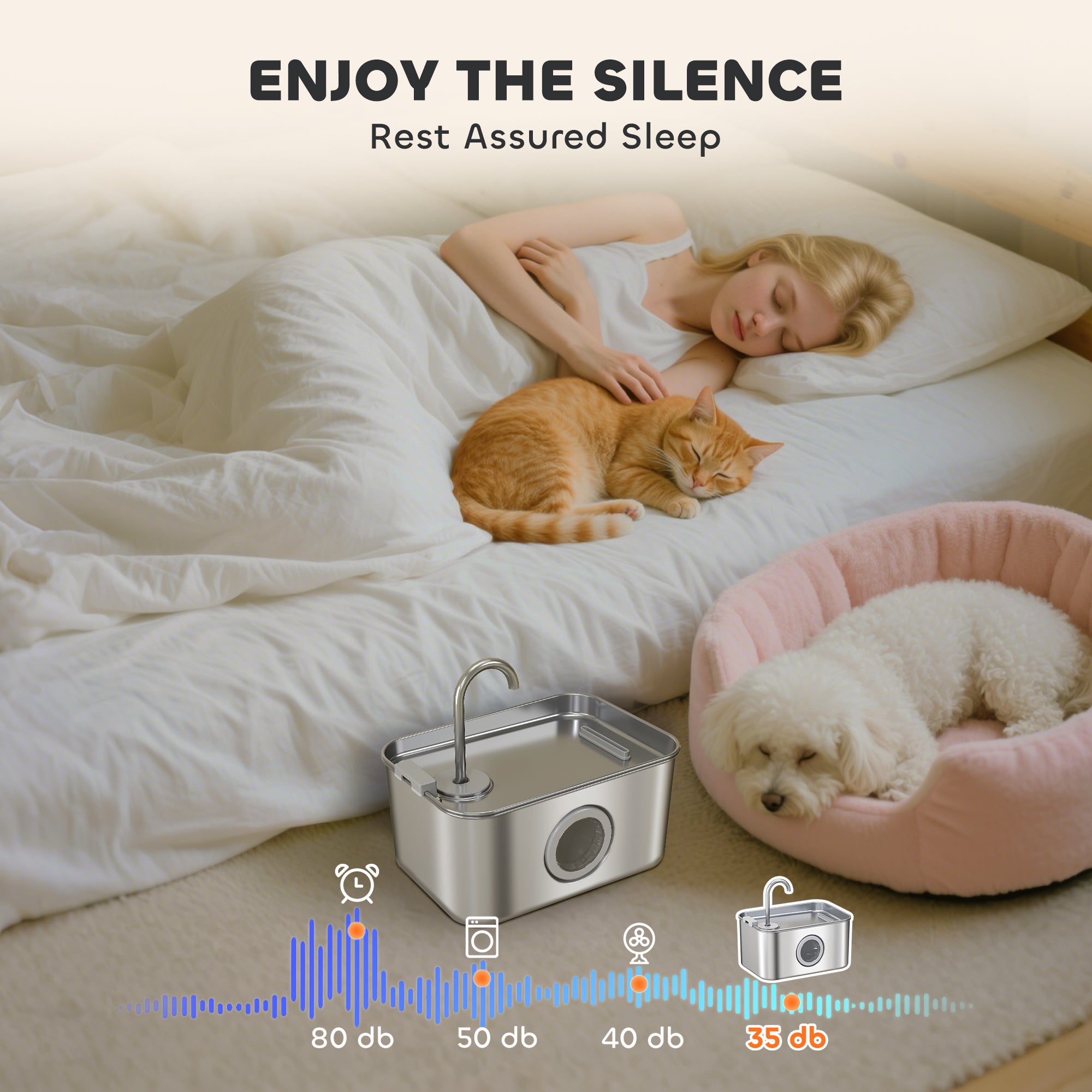 PawHut 3.2L Cat Water Fountain for Drinking, Cat Fountain Stainless Steel with Visible Water-Level Window, Ultra-Silent Pump