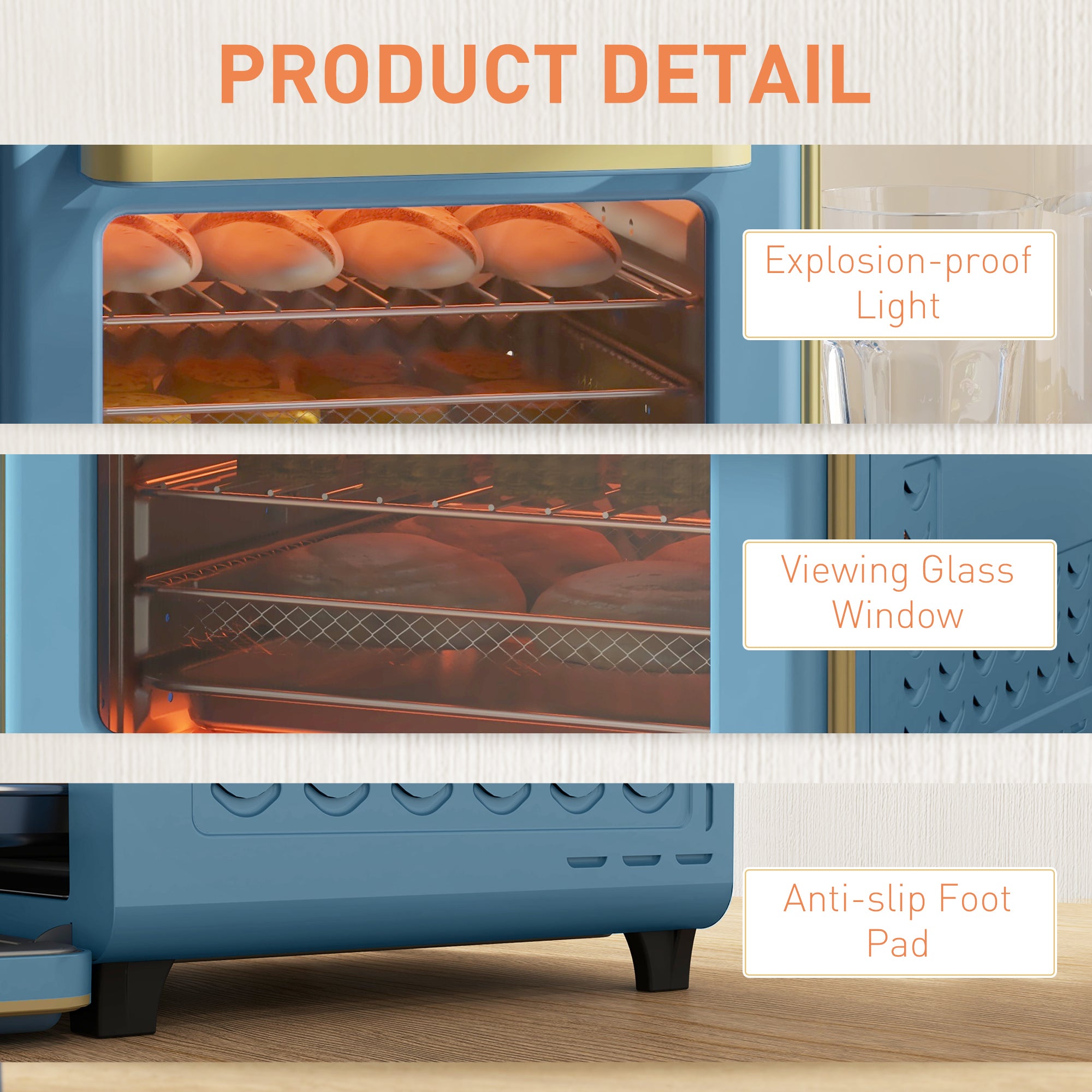 HOMCOM 20L 90-230√¢‚Äû∆í Mini Electric Oven - Blue