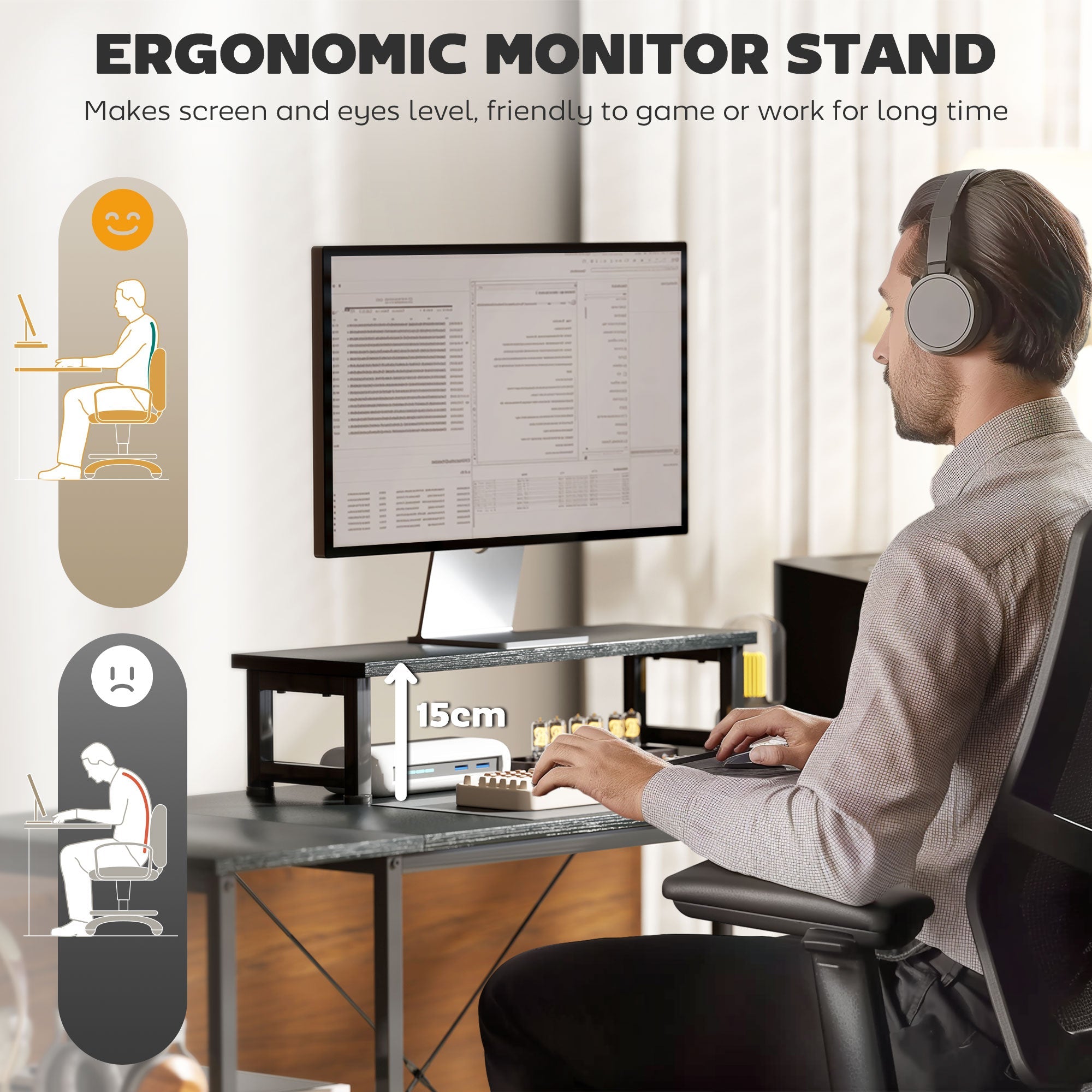 HOMCOM 168cm Reversible L Shaped Desk, Industrial Corner Computer Desk with Adjustable Shelf and Storage Bag, 240cm 2 Person PC Table with Monitor Stand, Black