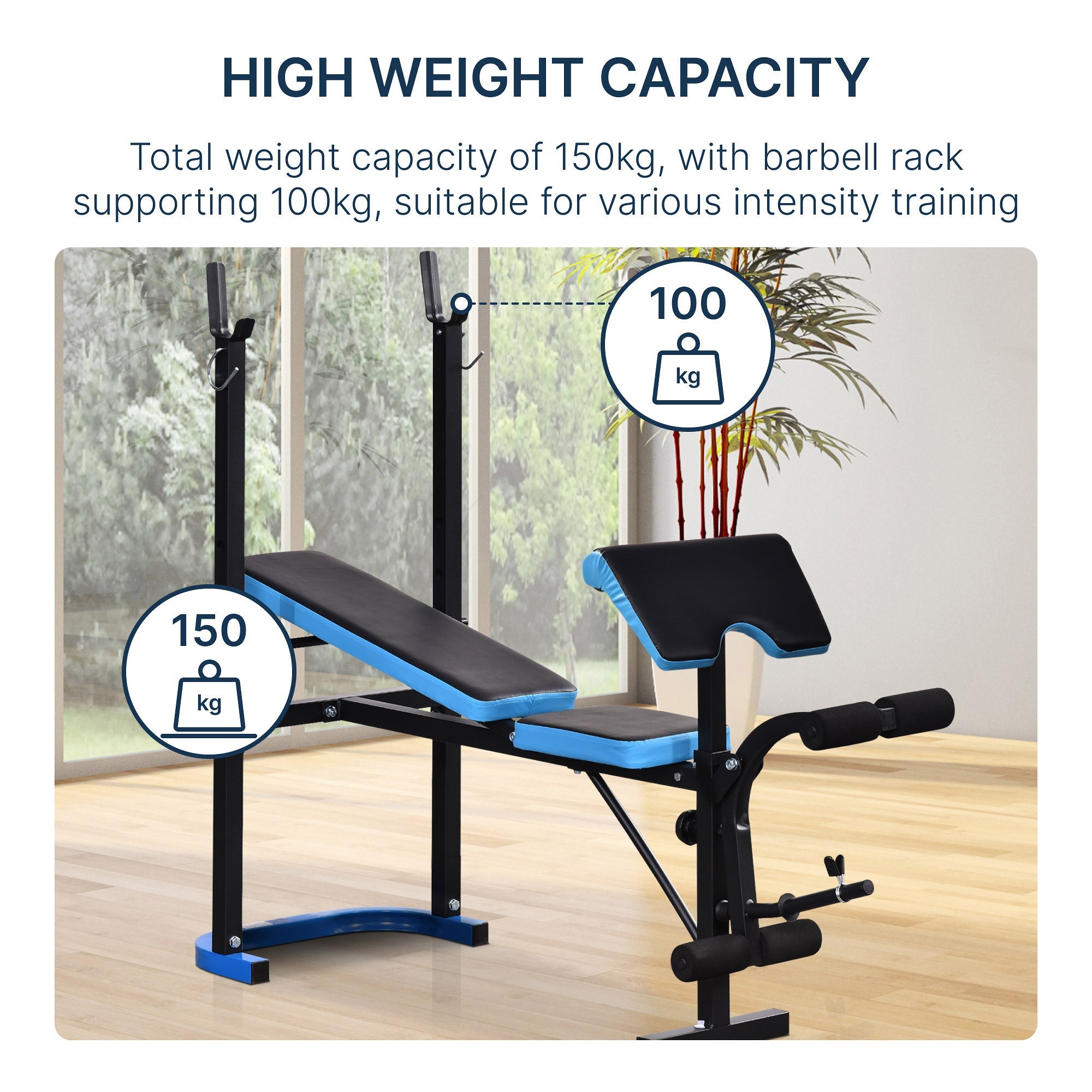 HOMCOM Adjustable Weight Bench with Leg Developer Barbell Rack for Lifting and Strength Training Multifunctional Workout Station for Home Gym Fitness, Black