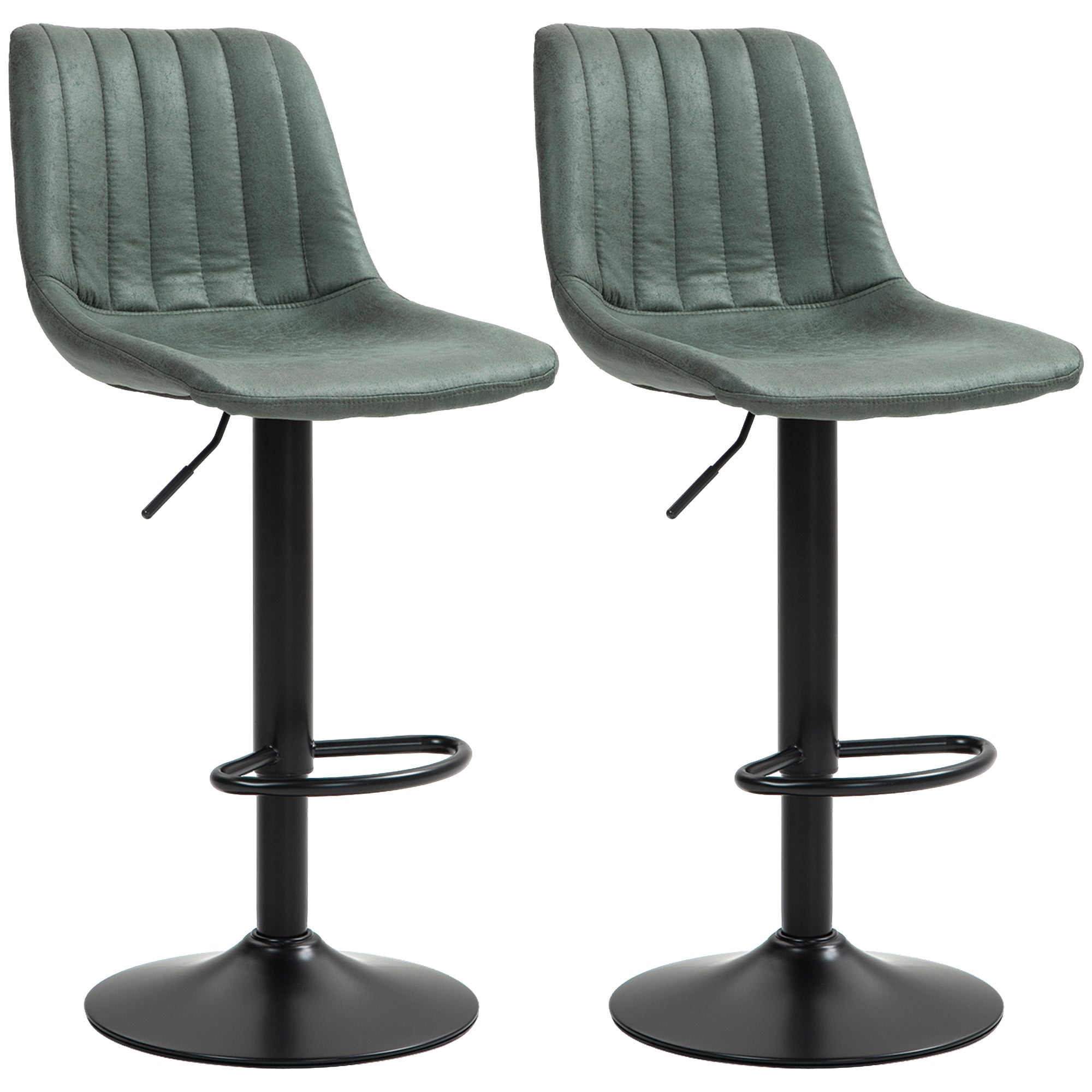 HOMCOM Set of Two Retro Tub Bar Stools - Green