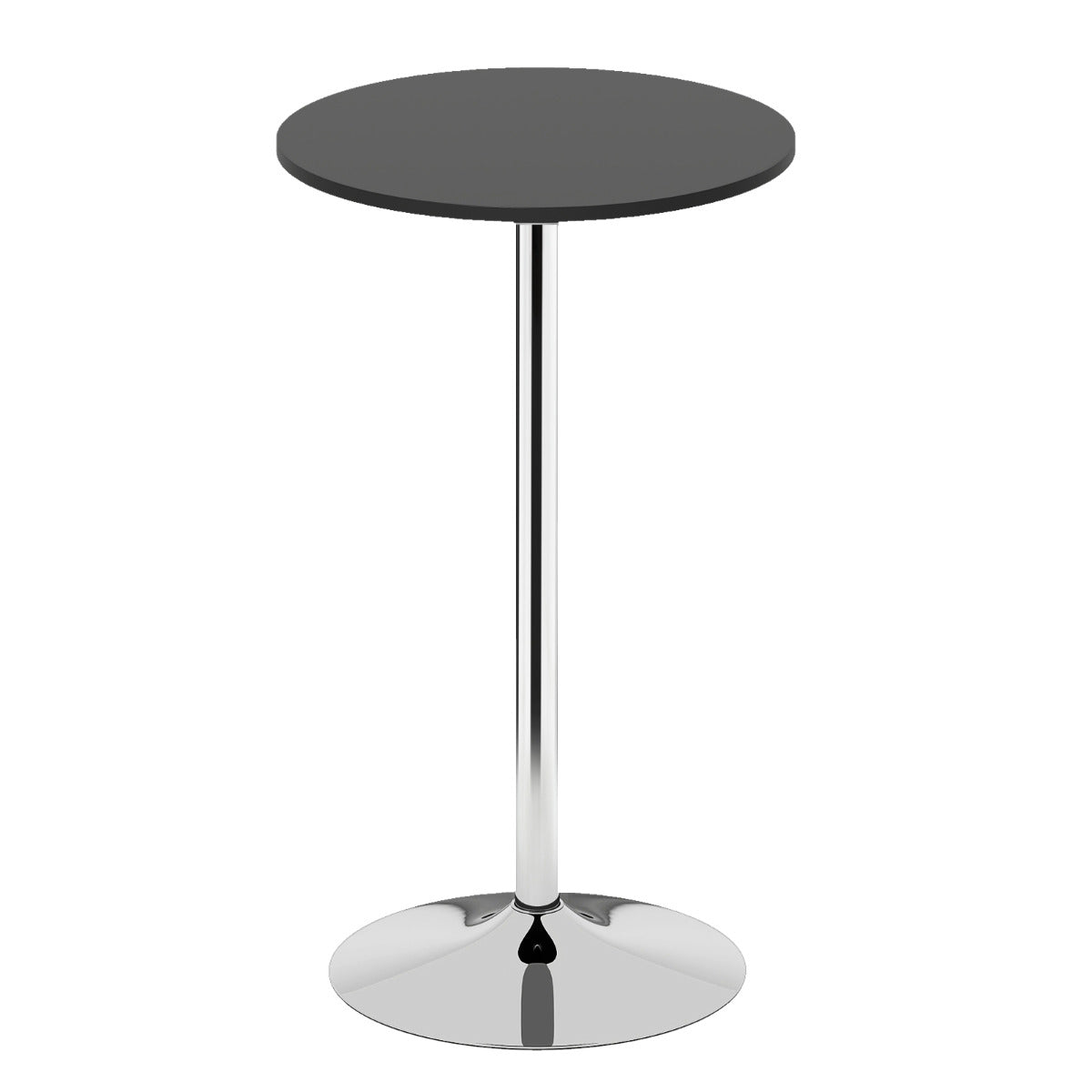 Round Bar Table with Silver Leg and Base for Home Bar-Black