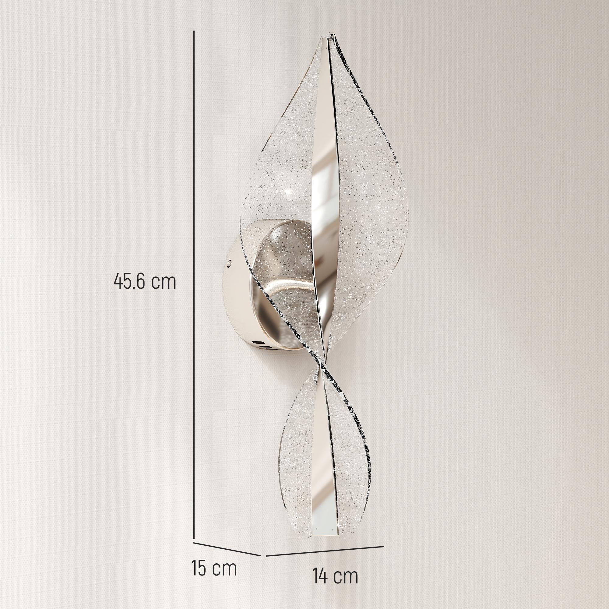 HOMCOM Led Wall Lamp 2 Pack, 13W Modern Indoor Spiral Wall Light, Colour Temperature Adjustable 3000K/4000K/6500K, for Bedroom, Living Room, Hallway, Stairs, Silver Tone