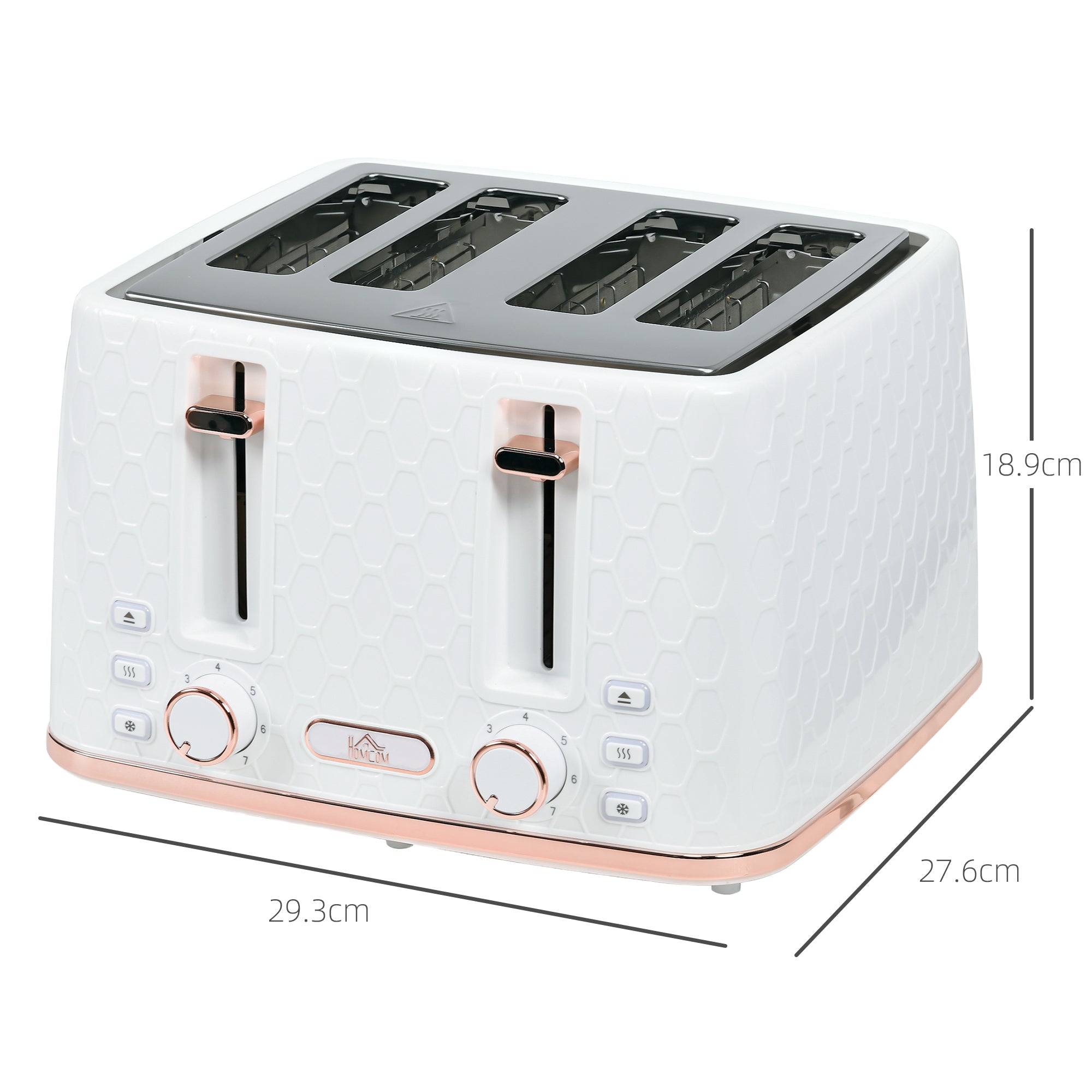 HOMCOM Four-Slice Honeycomb Toaster - White