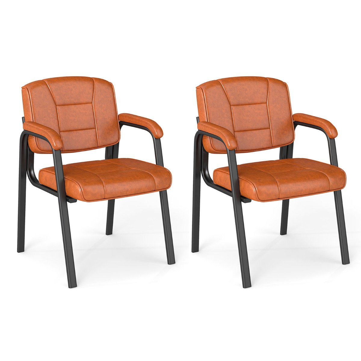 Set of 2 Big and Tall Guest Chair Waiting Room Chairfor Reception Meeting-Coffee