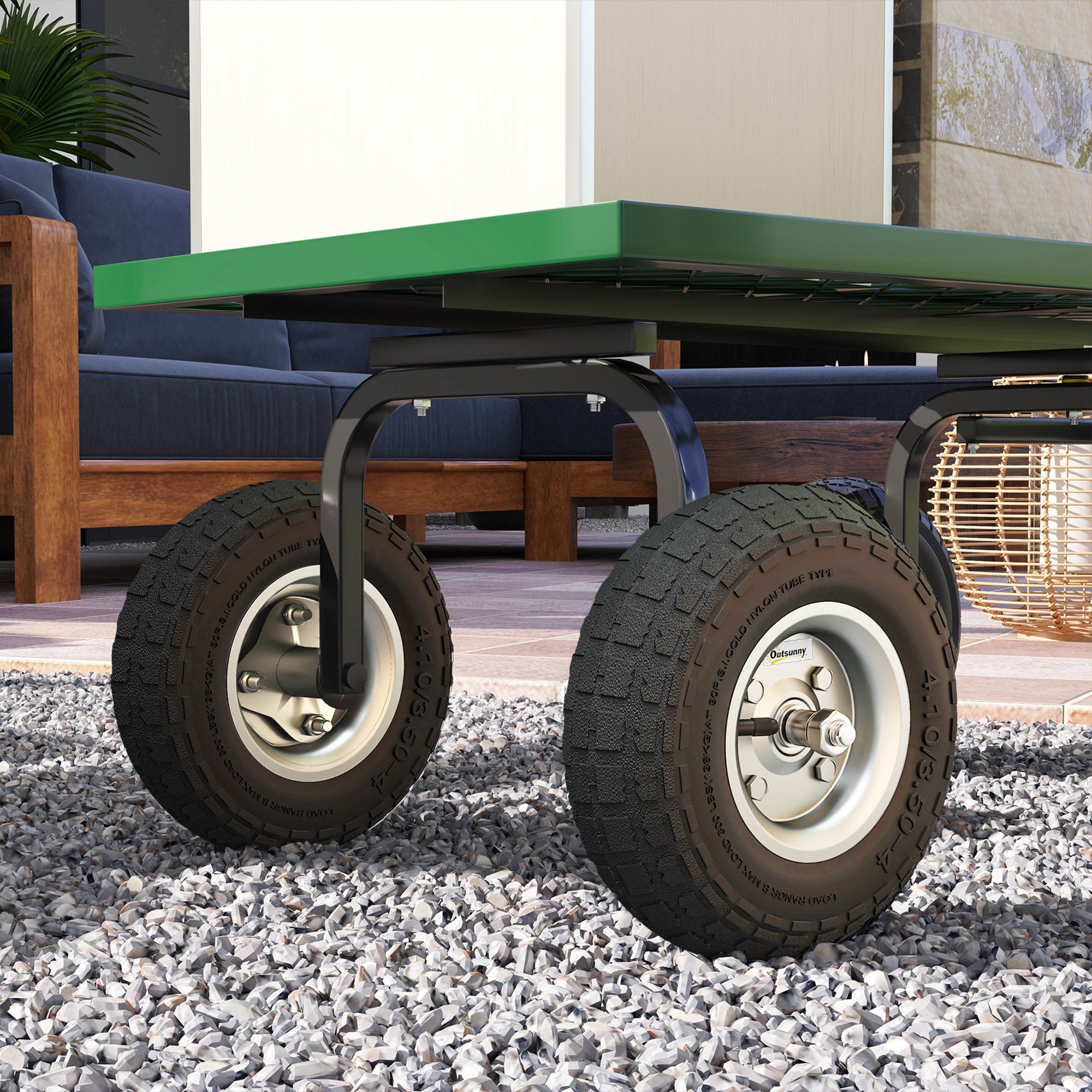 Outsunny Set of 4 Pneumatic Wheels, 10" Wheelbarrow Wheels Replacement for Barn Carts, Hose Carts, Garden Carts, Sack Trucks, Black