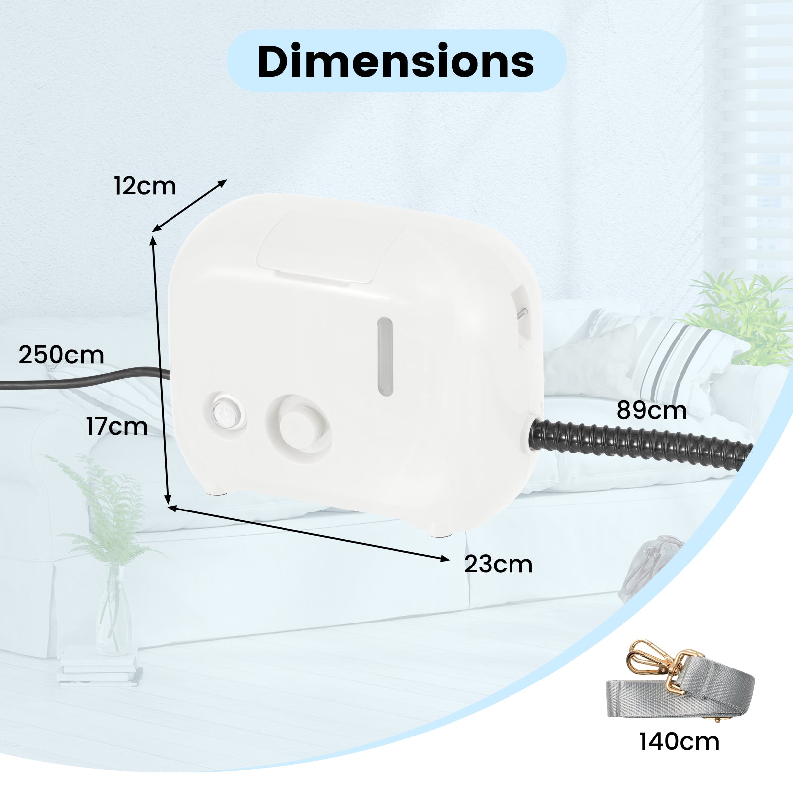 1600W Portable Steam Cleaner with 1L Water Tank-White