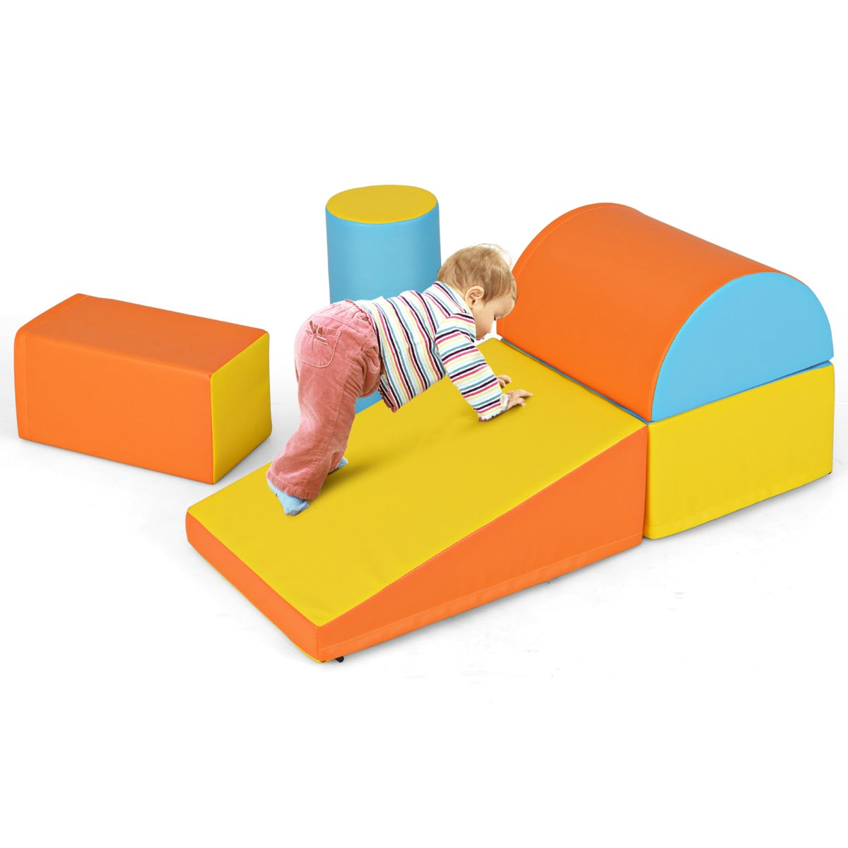5-Piece Soft Waterproof Kids Climb and Crawl Activity Playset-Yellow and Blue