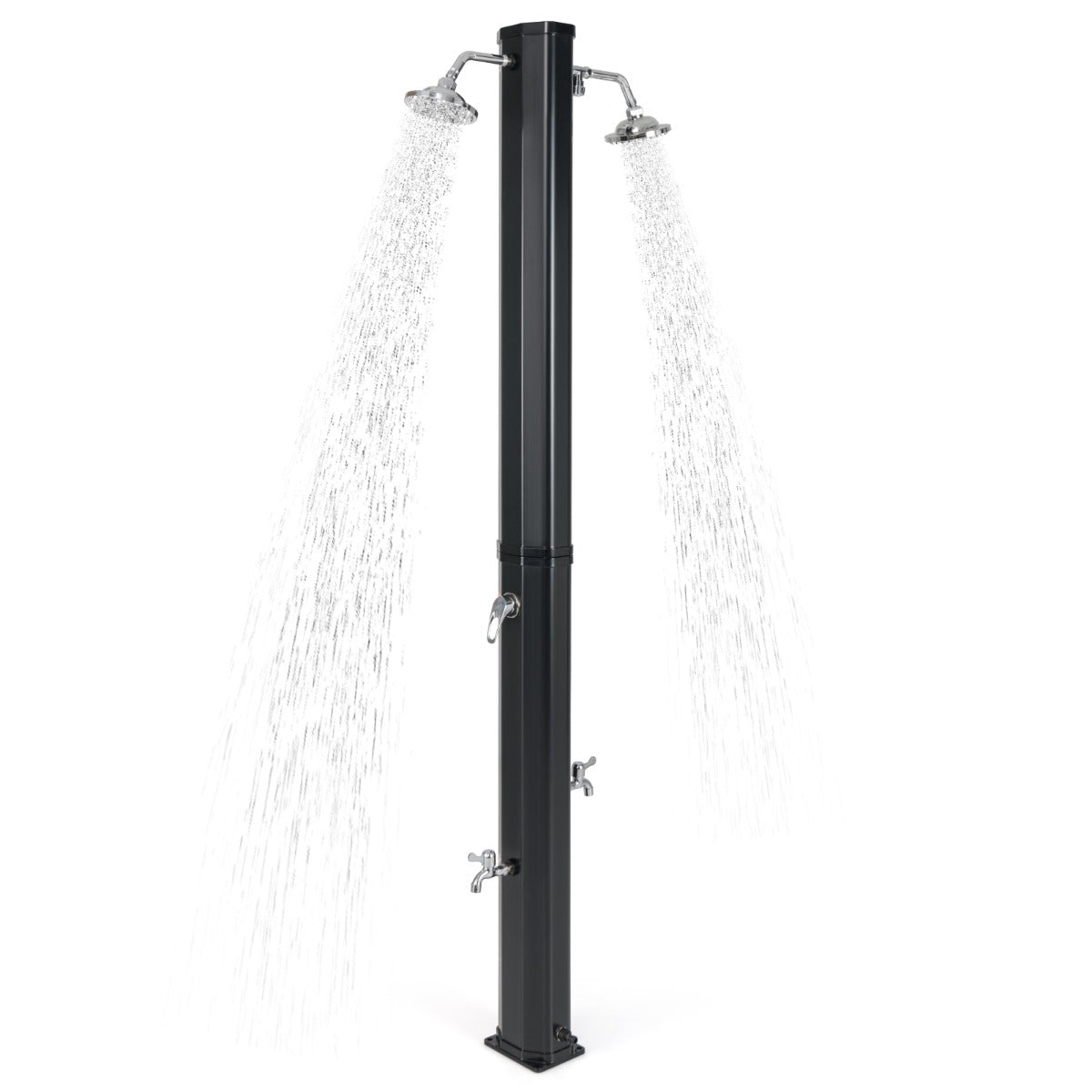 Solar Heated Shower with Dual Swivel Shower Heads-Black