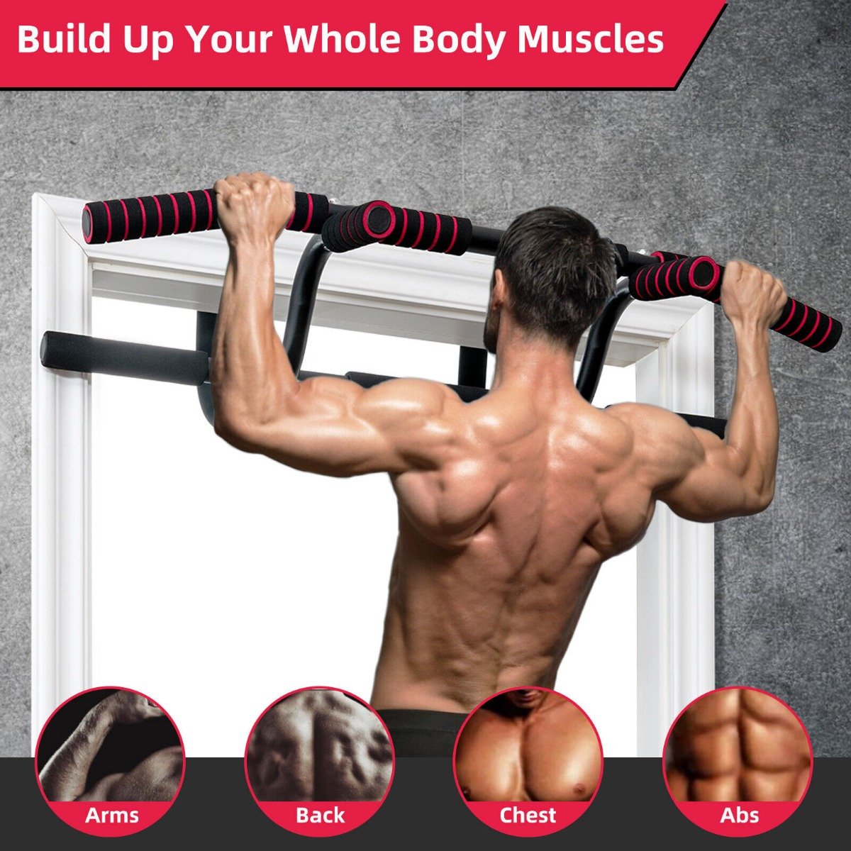 Doorway Pull up Bar Strength Training with Power Ropes and Foam Padded Handles