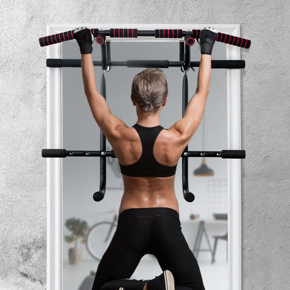 Doorway Pull up Bar Strength Training with Power Ropes and Foam Padded Handles