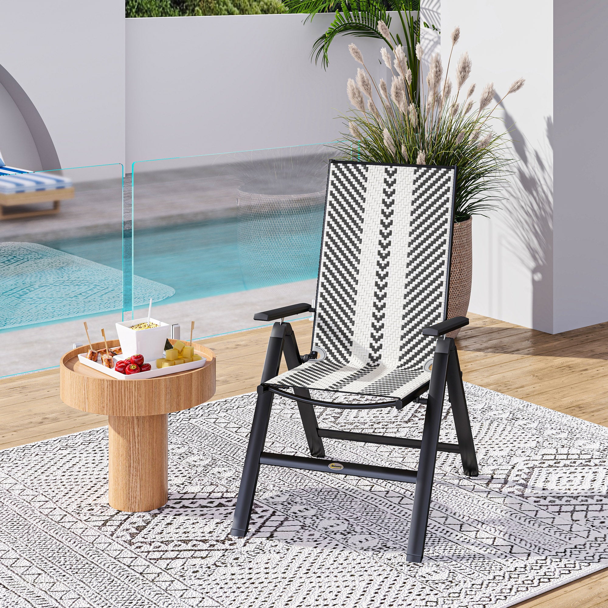 Outsunny Rattan Reclining Garden Chairs - Black