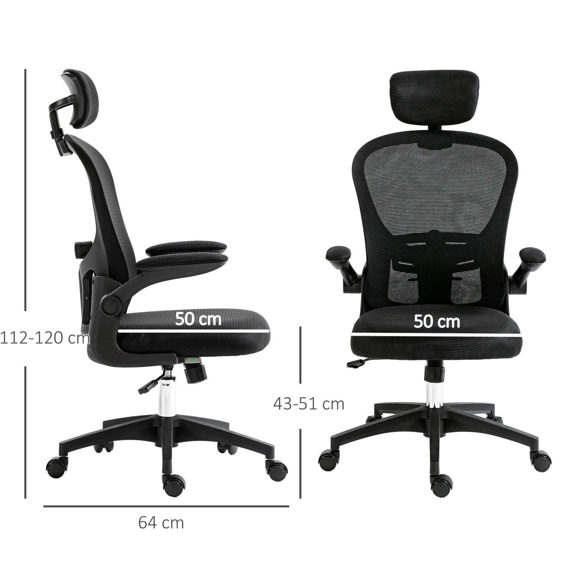 Vinsetto Multi-Adjustable Office Chair, with Lumbar Support, Headrest and Mesh Back - Black