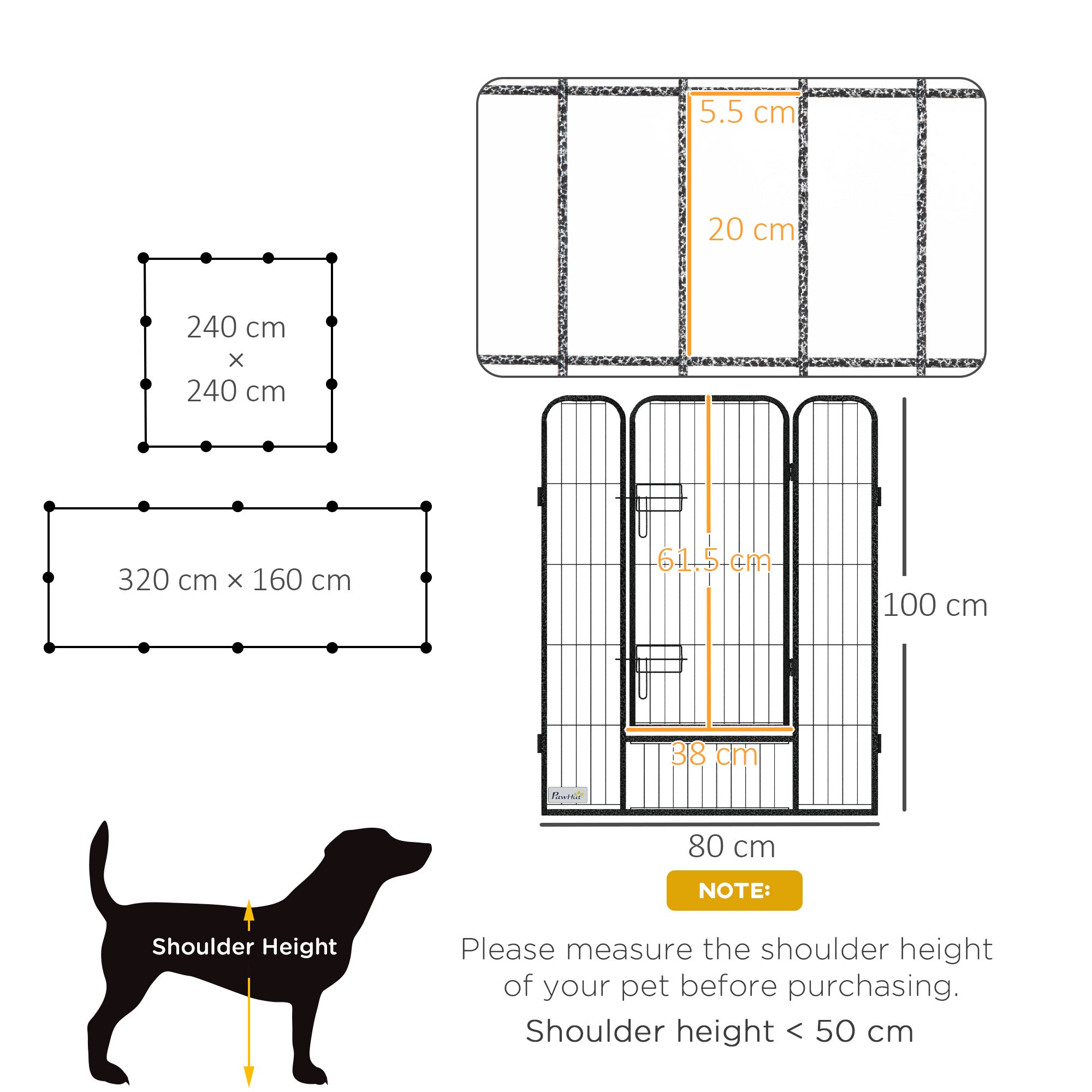 PawHut 12 Panels Heavy Duty Puppy Playpen, for Small Dogs, Indoor and Outdoor Use - Silver