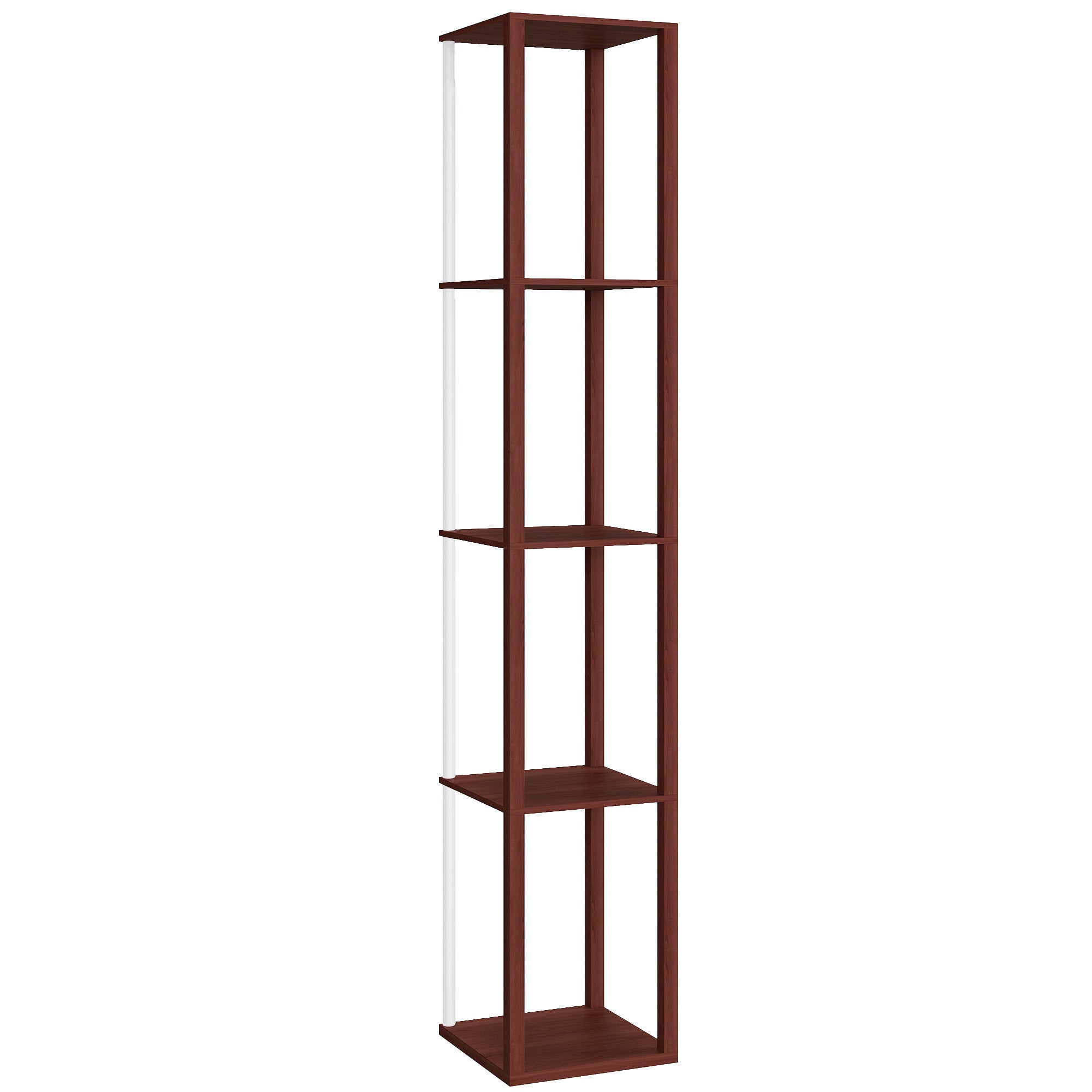 HOMCOM RGB LED Floor Lamp with Shelves, Modern Dimmable Standing Lamp with Remote Control, Adjustable Brightness & Speed for Living Room, Bedroom, Office, Brown