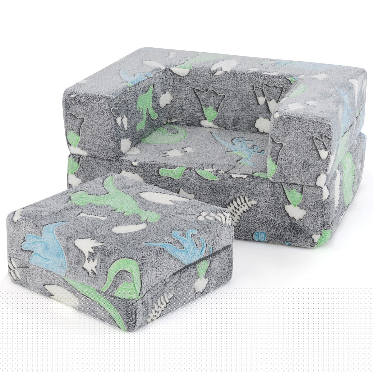 Toddler Play Couch with Machine Washable Cover and High-density Foam Filling-Grey