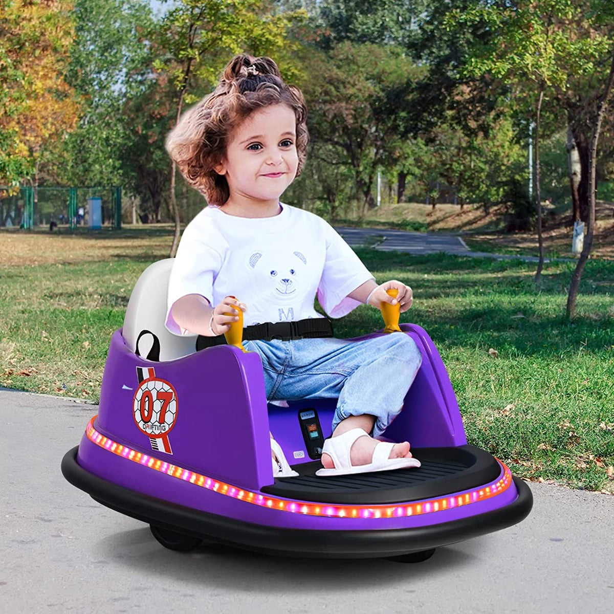 Kids Ride-On Bumper Car with Colorful Flashing Lights and Music-Purple