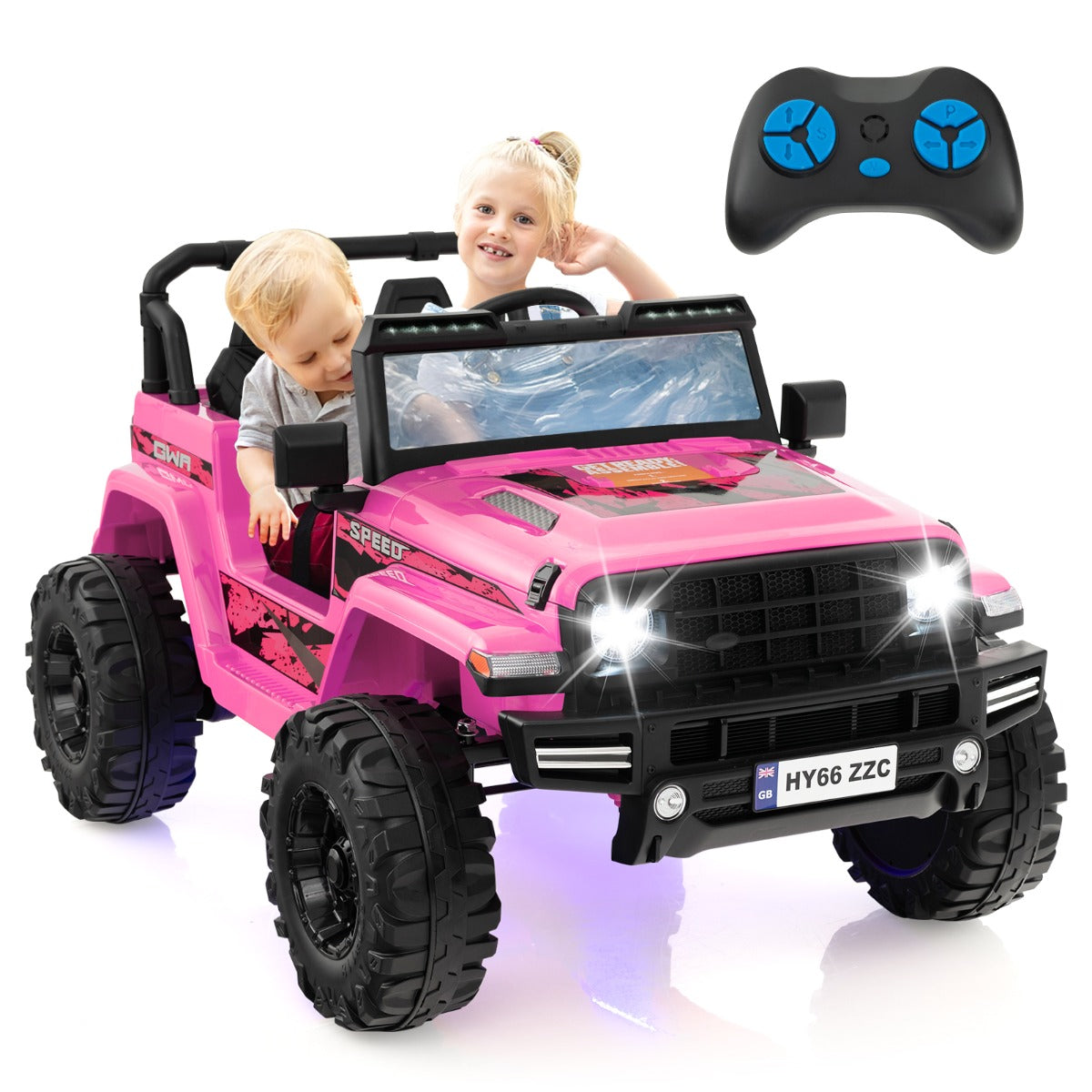 2-Seater Ride-on Car with Parent Remote Control-Pink