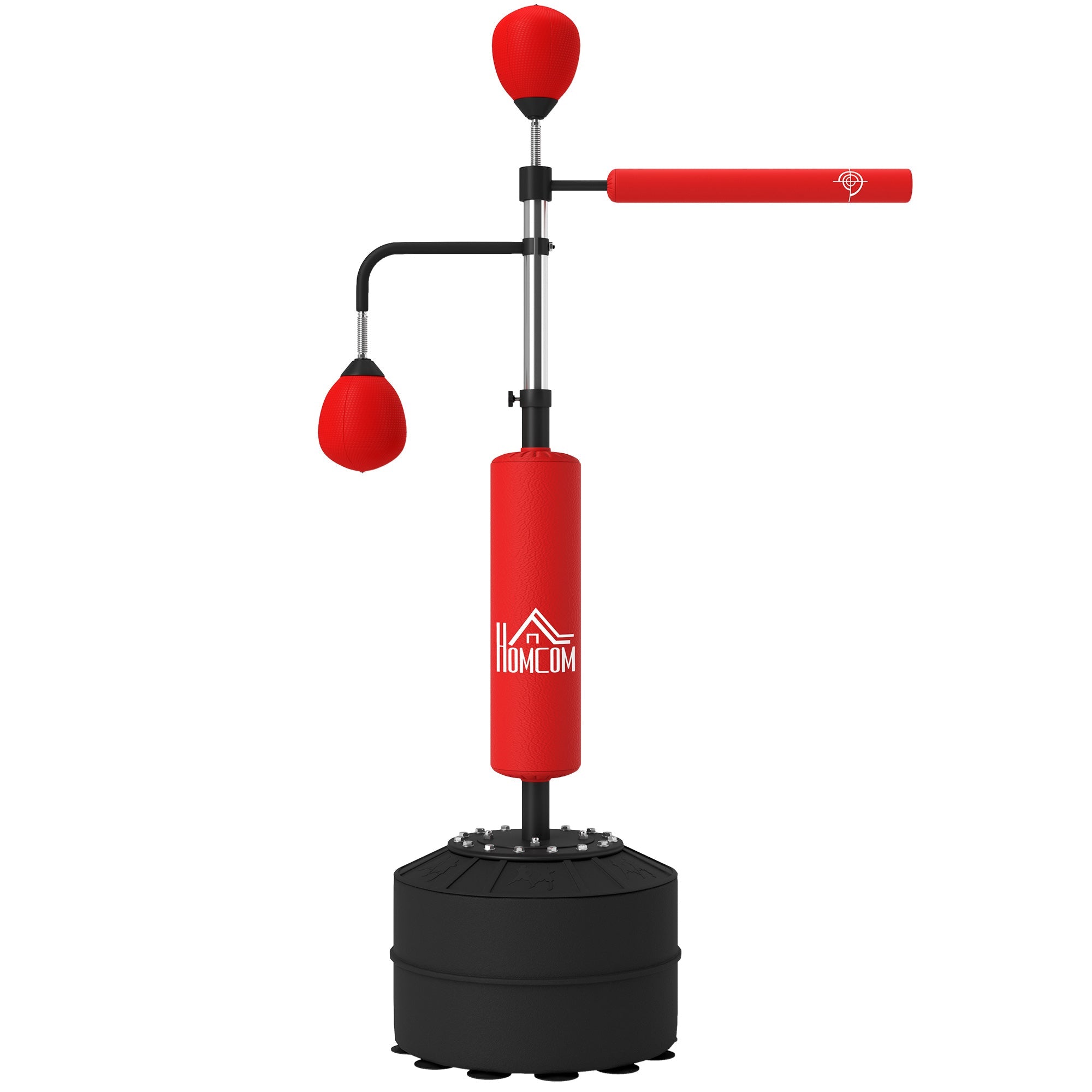 HOMCOM 4-in-1 Boxing Punching Bag, Freestanding with 2 Speed Bals, 360√Ç¬∞ Reflex Bar, 160-230cm Adjustable Height, Red