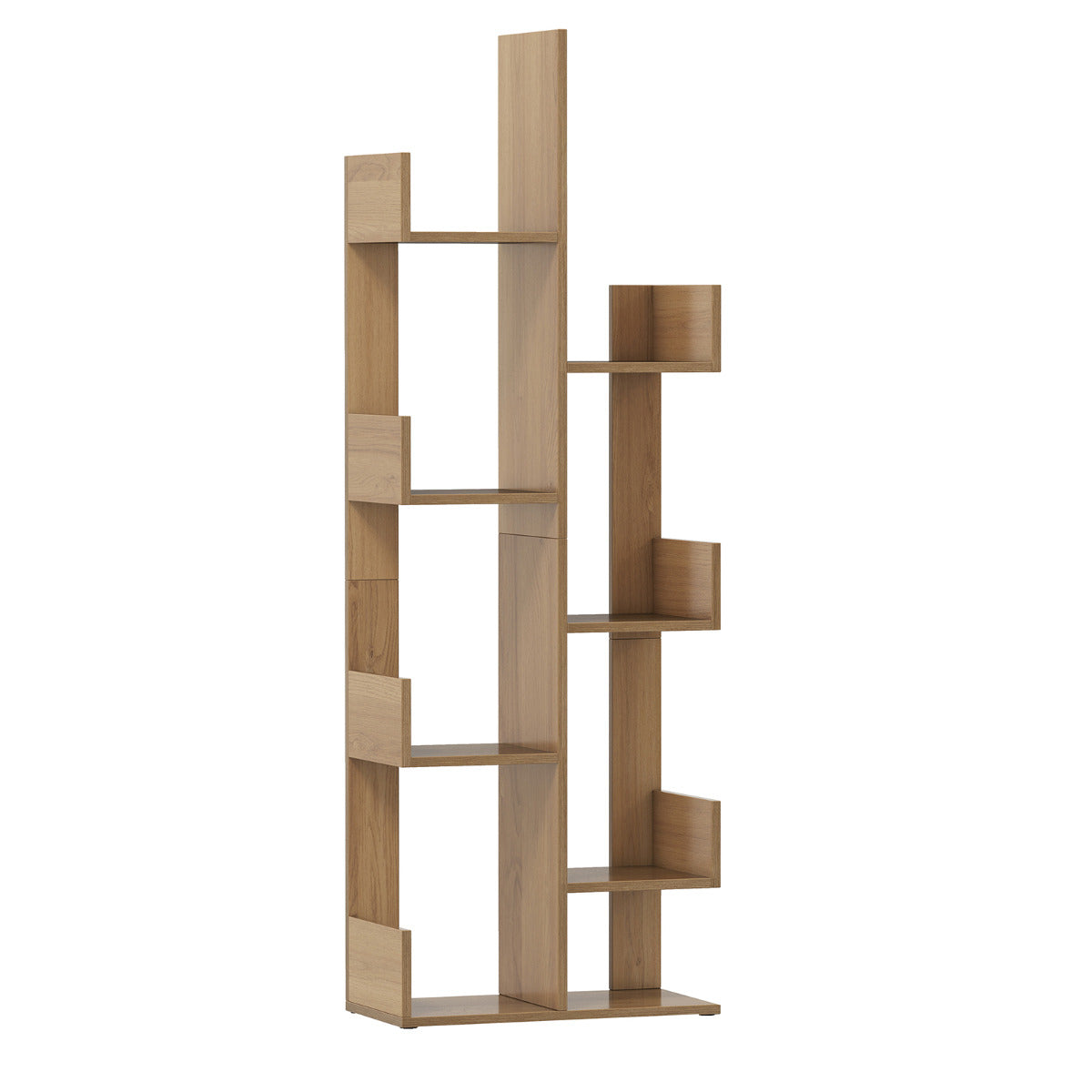 Tree-Shaped Bookshelf with 8 Storage Shelves-Natural