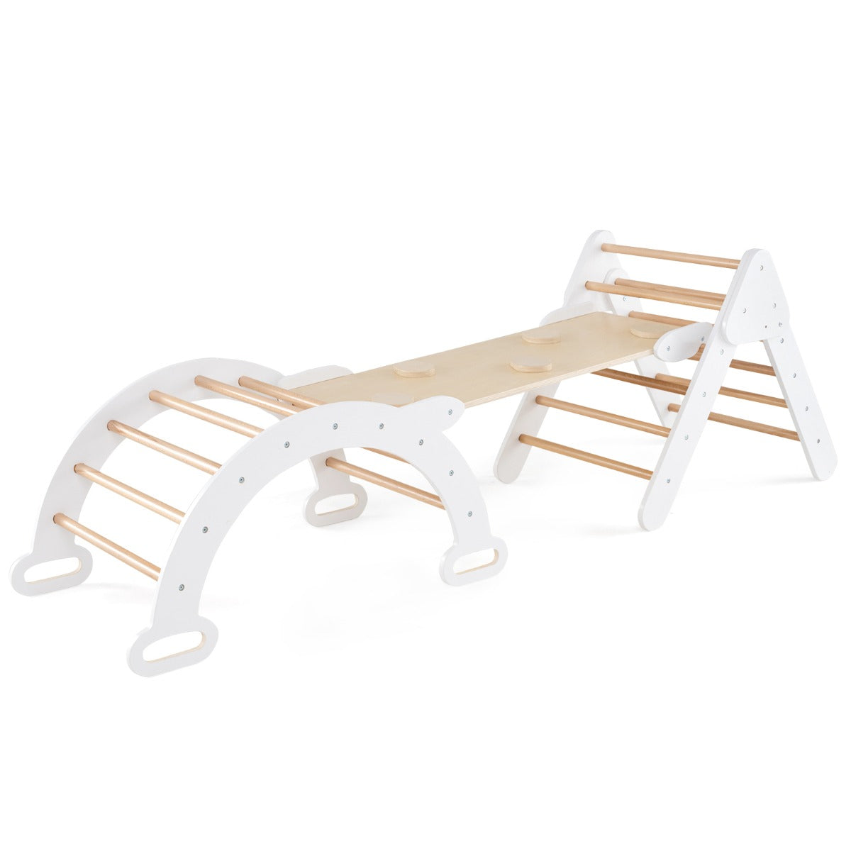 5-in-1 Triangle Climbing Toys with Arch Ramp for 1+ Years Old-White