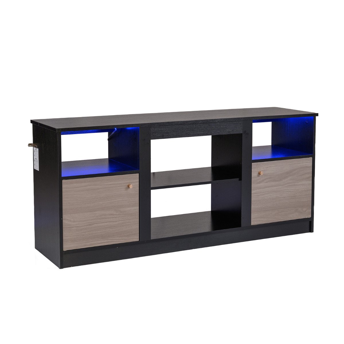 TV Stand with Adjustable Shelf and Open Compartment-Black