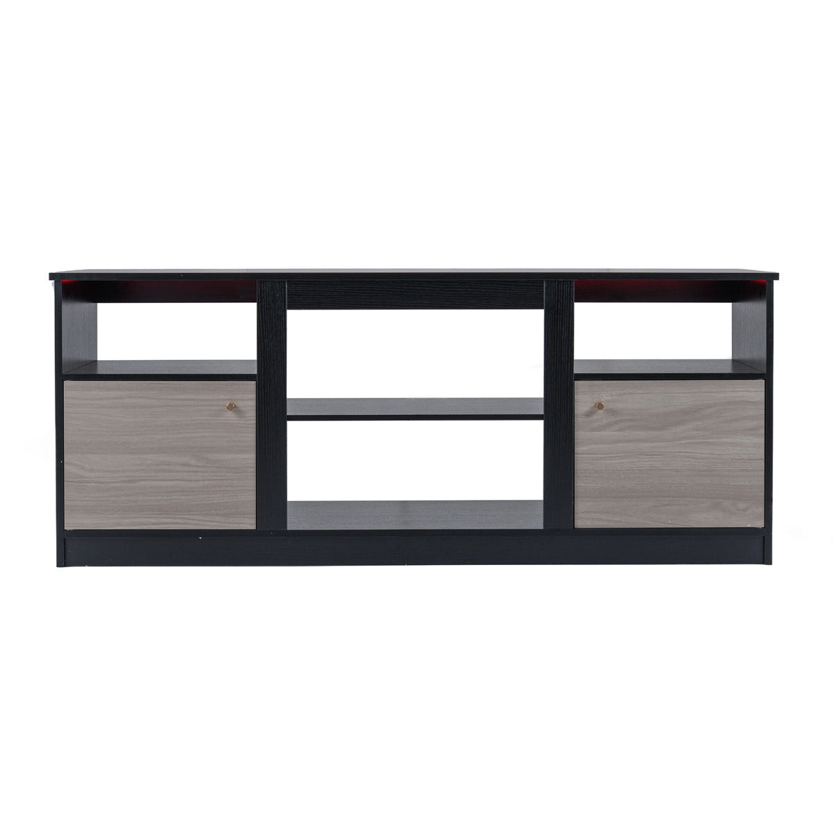 TV Stand with Adjustable Shelf and Open Compartment-Black
