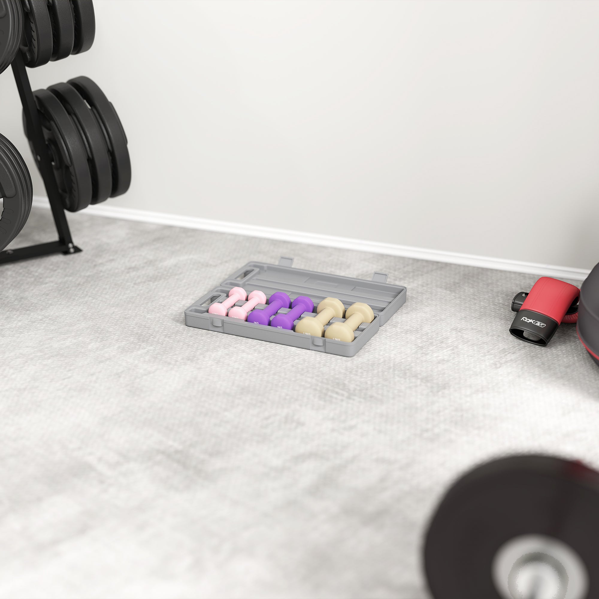 HOMCOM 6Kg Dumbbell Set, Fitness Weight Set for Men and Women, Home Gym Workout, Pink, Purple, Brown