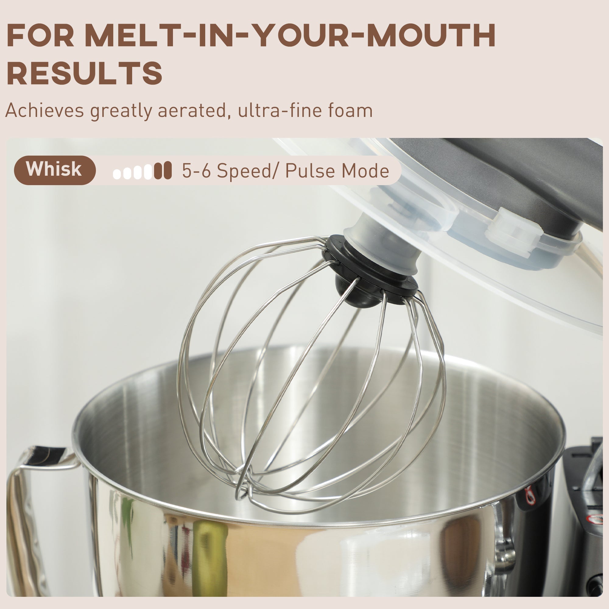 HOMCOM 1300W Kitchen Stand Mixer, with Accessories - Silver