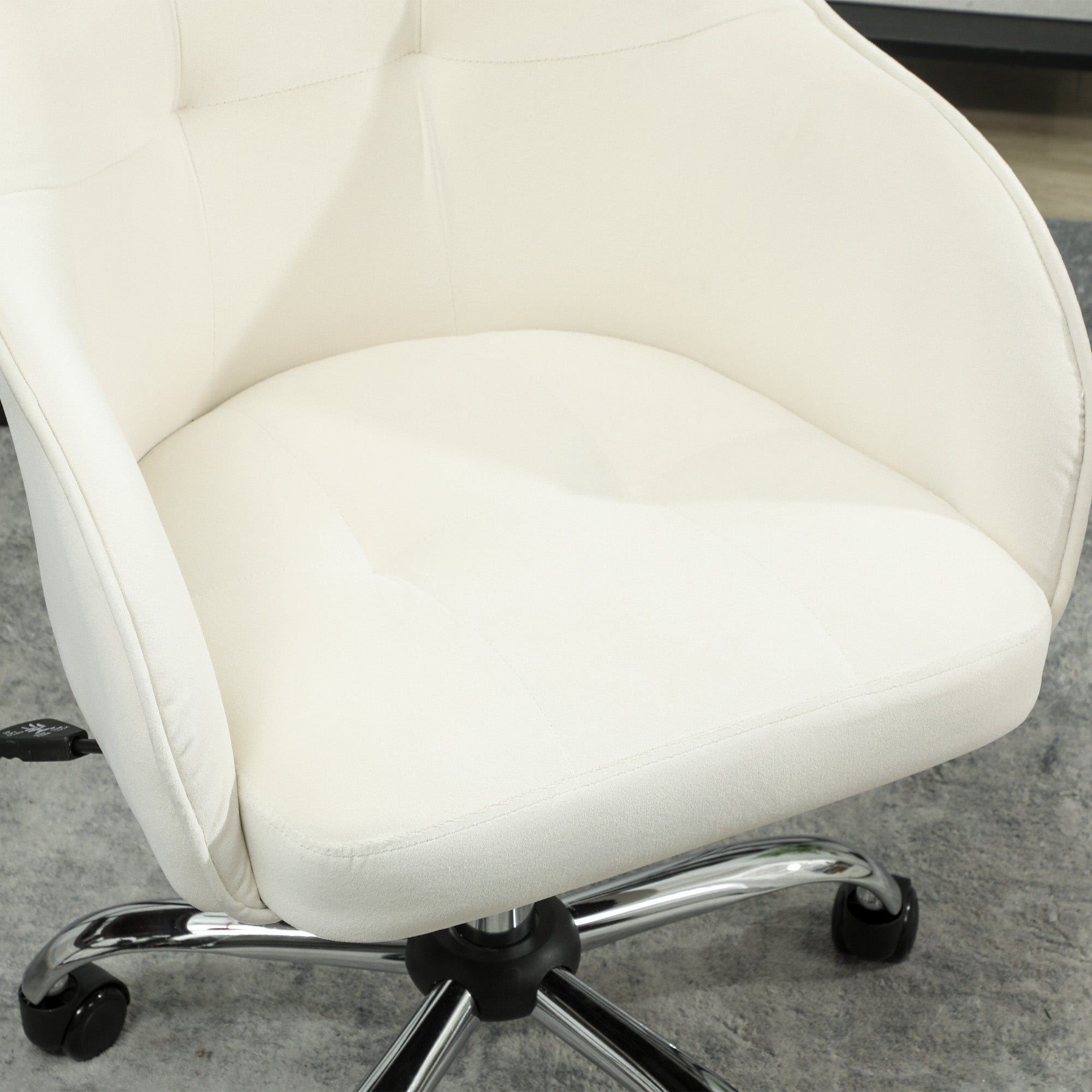 HOMCOM 46-56 cm Velvet-feel Office Chair - Cream