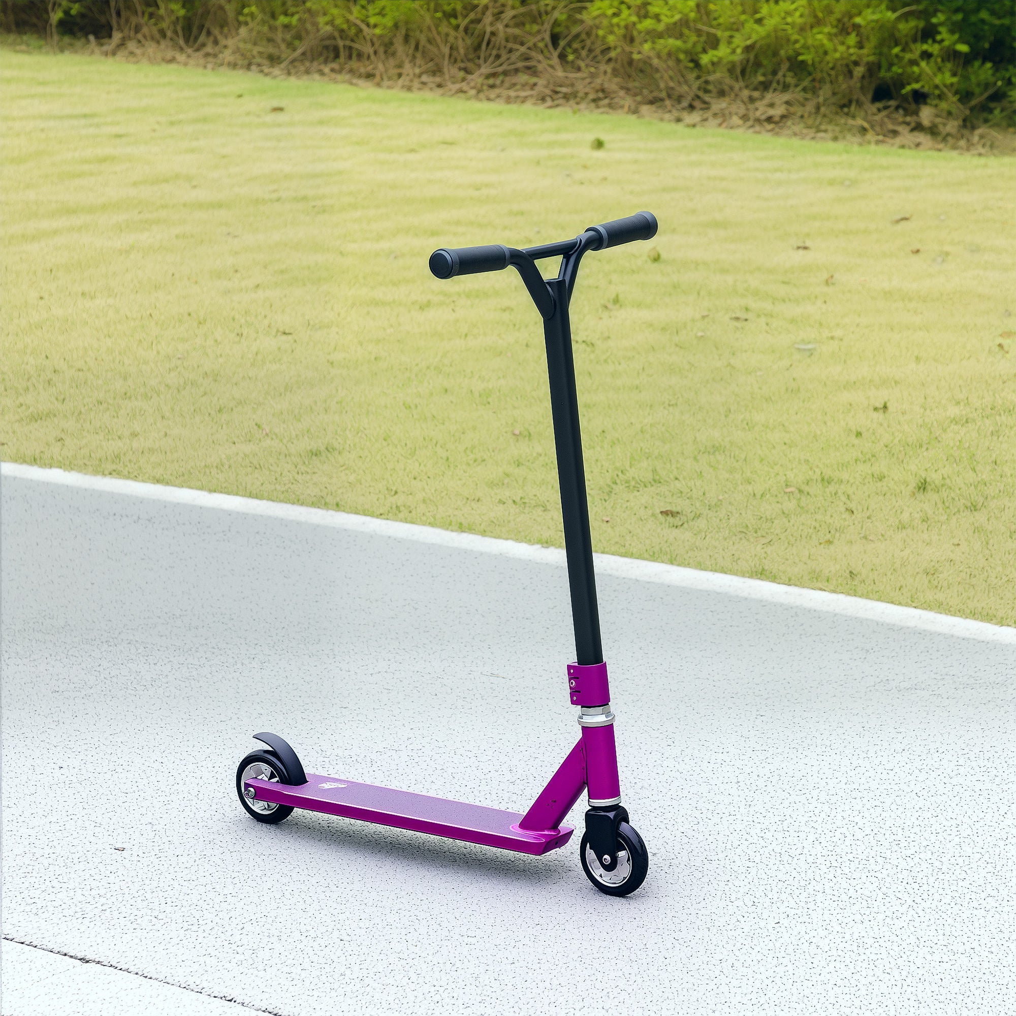 HOMCOM Stunt Scooter, 360√Ç¬∞ Entry Level Tricks Scooter w/ Lightweight Aluminium Deck and ABEC 7 Bearing, For Age 14+ Beginners, Purple
