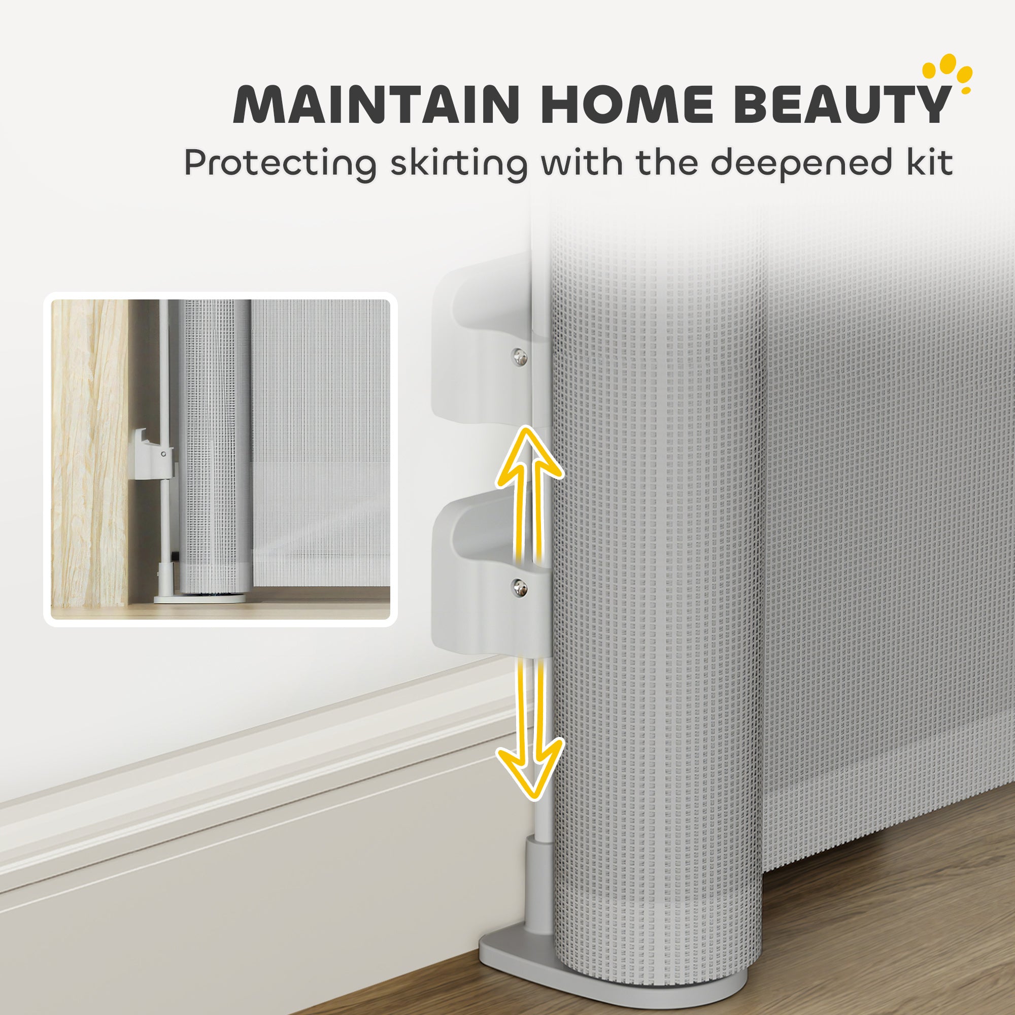 PawHut Retractable Stair Gate Extends Up to 140 cm Wide, Dog Gate for Doorways, Stairways, Hallways, Grey