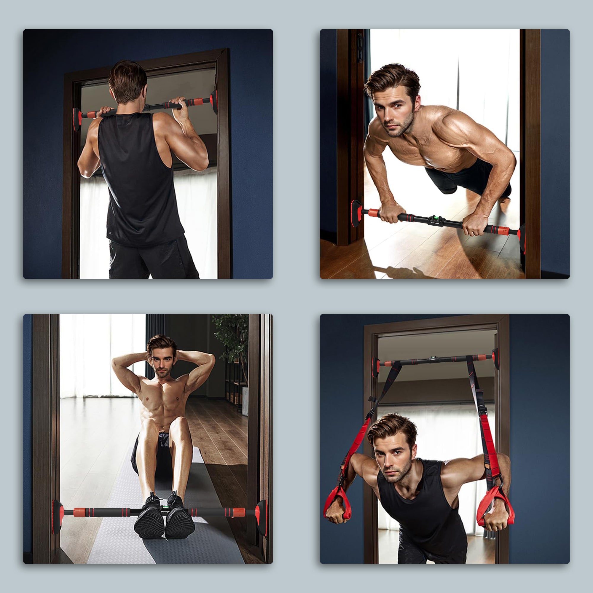 SPORTNOW Pull Up Bar, for 92-120cm Doorways, No Screws, Maximum load 200kg