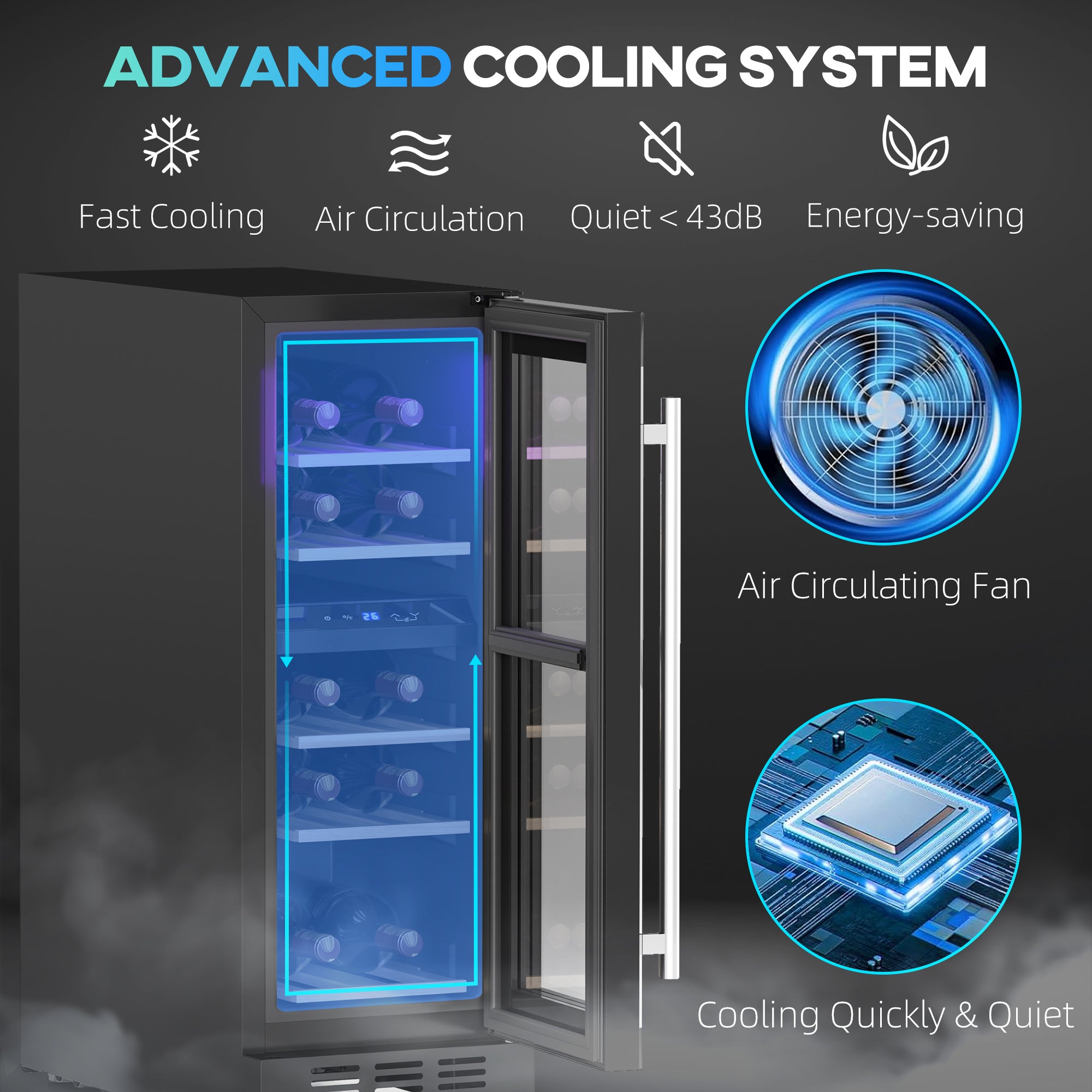 HOMCOM 16 Bottle Dual Zone 5-18√¢‚Äû∆í Wine Fridge - Black