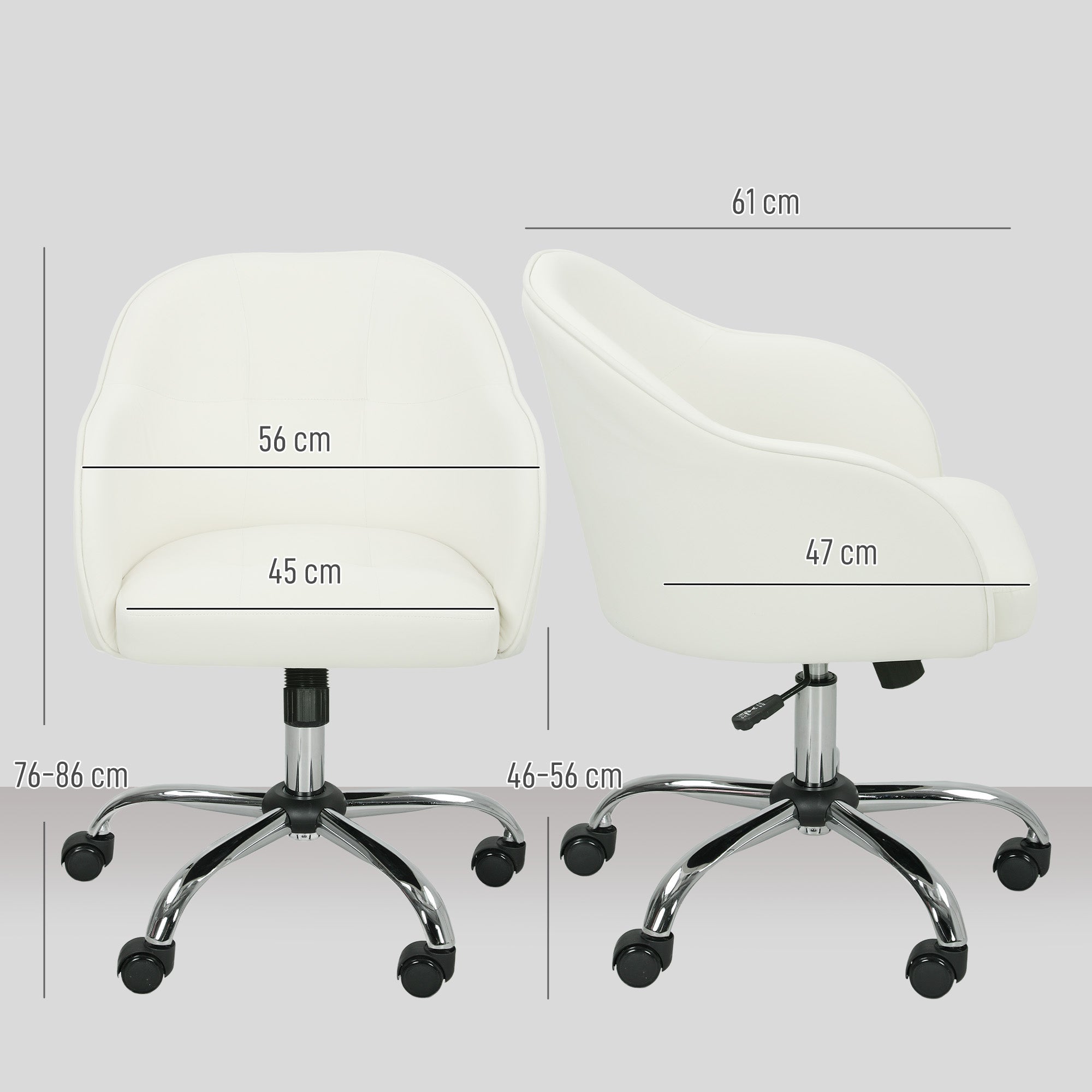 HOMCOM 46-56 cm Velvet-feel Office Chair - Cream