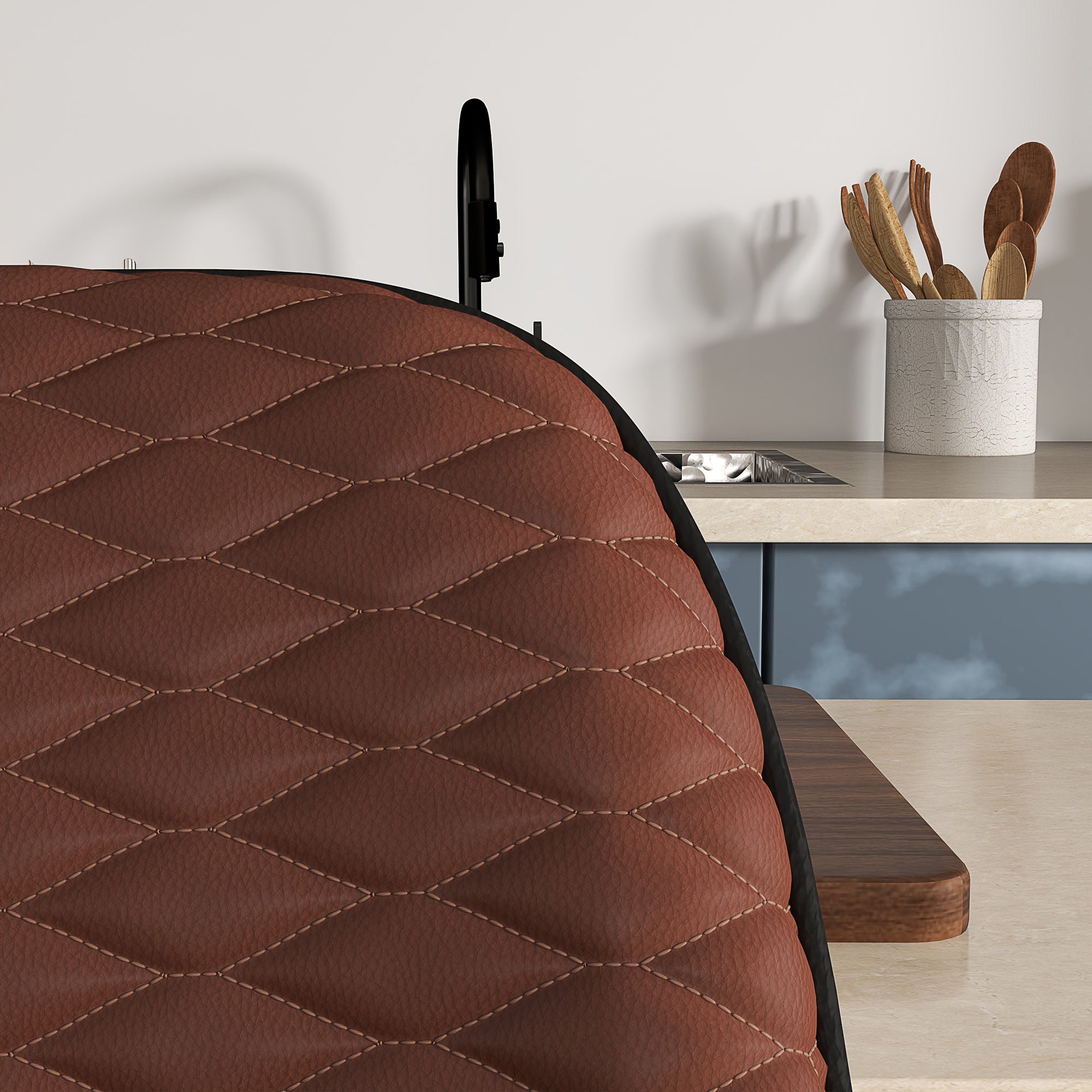 HOMCOM Set of Two Faux Leather Bar Stools - Brown