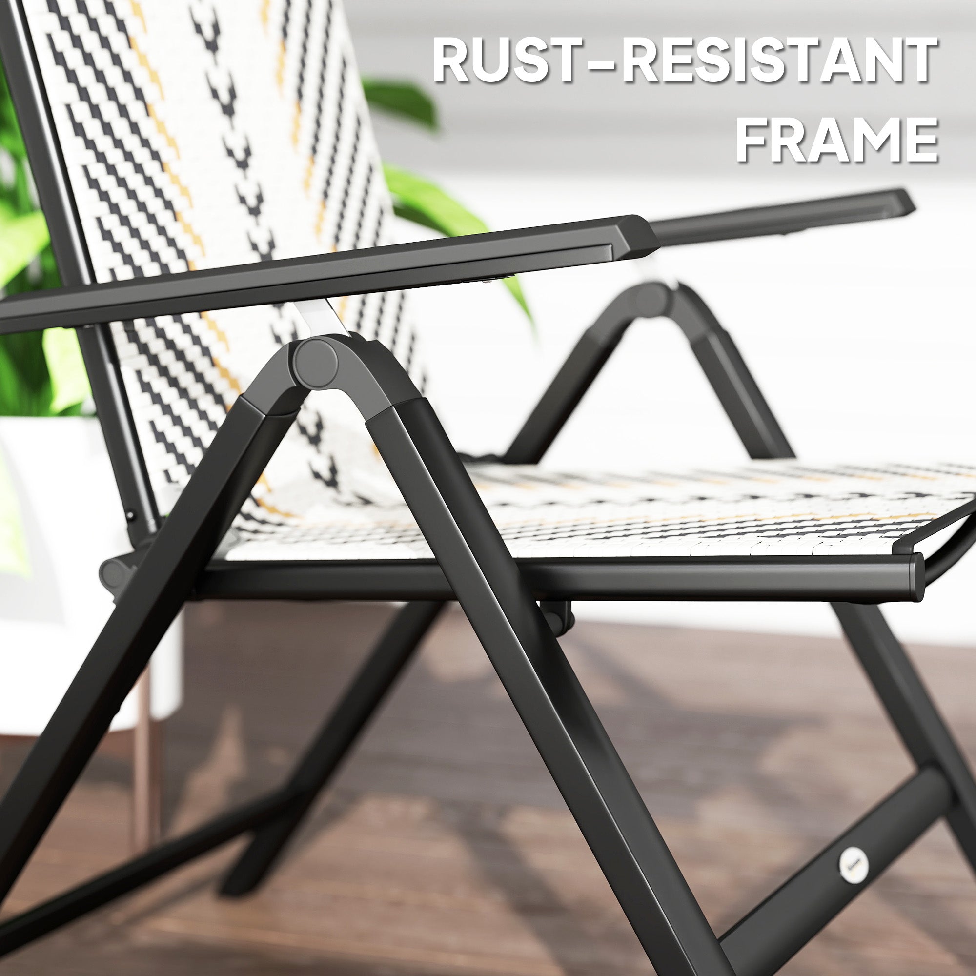 Outsunny Set of Two Rattan Reclining Garden Chairs - Multicolour